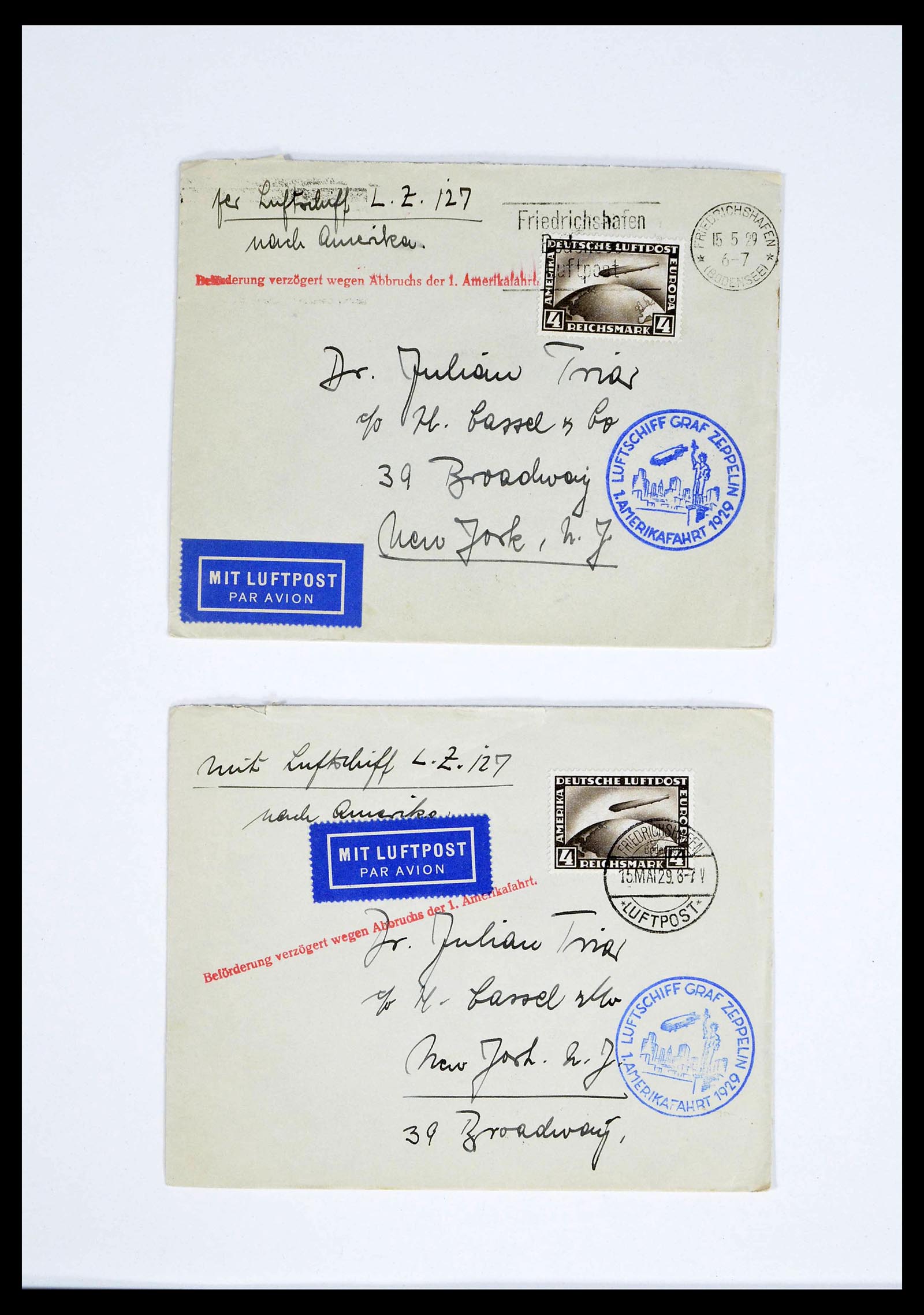 39032 0005 - Postzegelverzameling 39032 Zeppelin brieven 1928-1933.