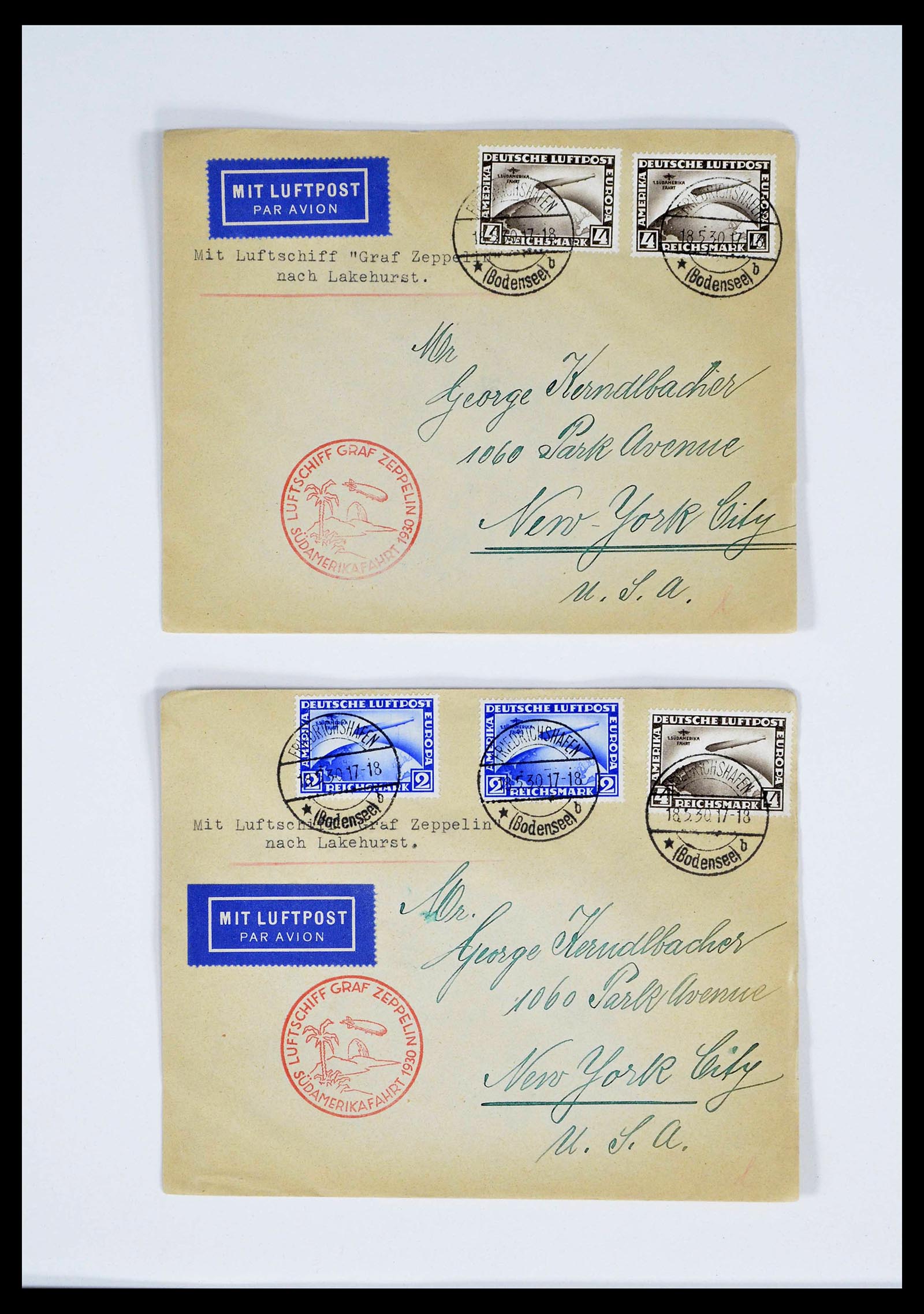 39032 0006 - Postzegelverzameling 39032 Zeppelin brieven 1928-1933.