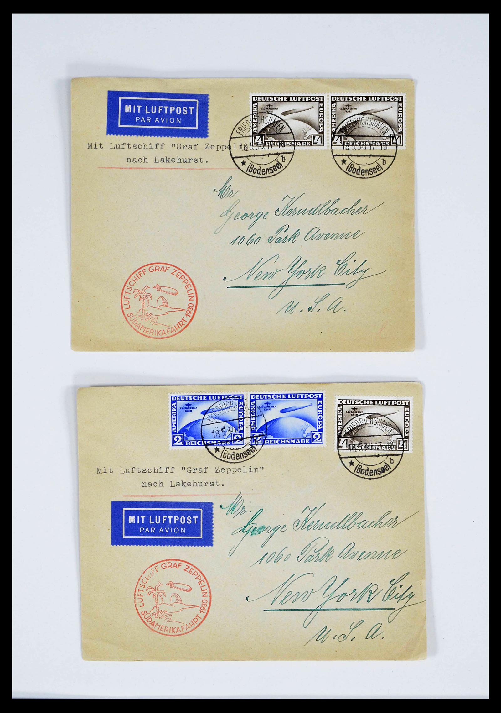 39032 0007 - Postzegelverzameling 39032 Zeppelin brieven 1928-1933.