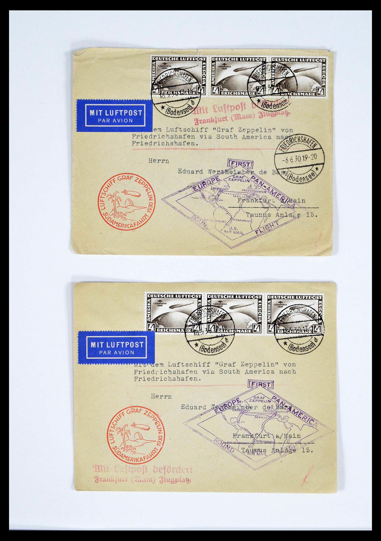 39032 0008 - Postzegelverzameling 39032 Zeppelin brieven 1928-1933.