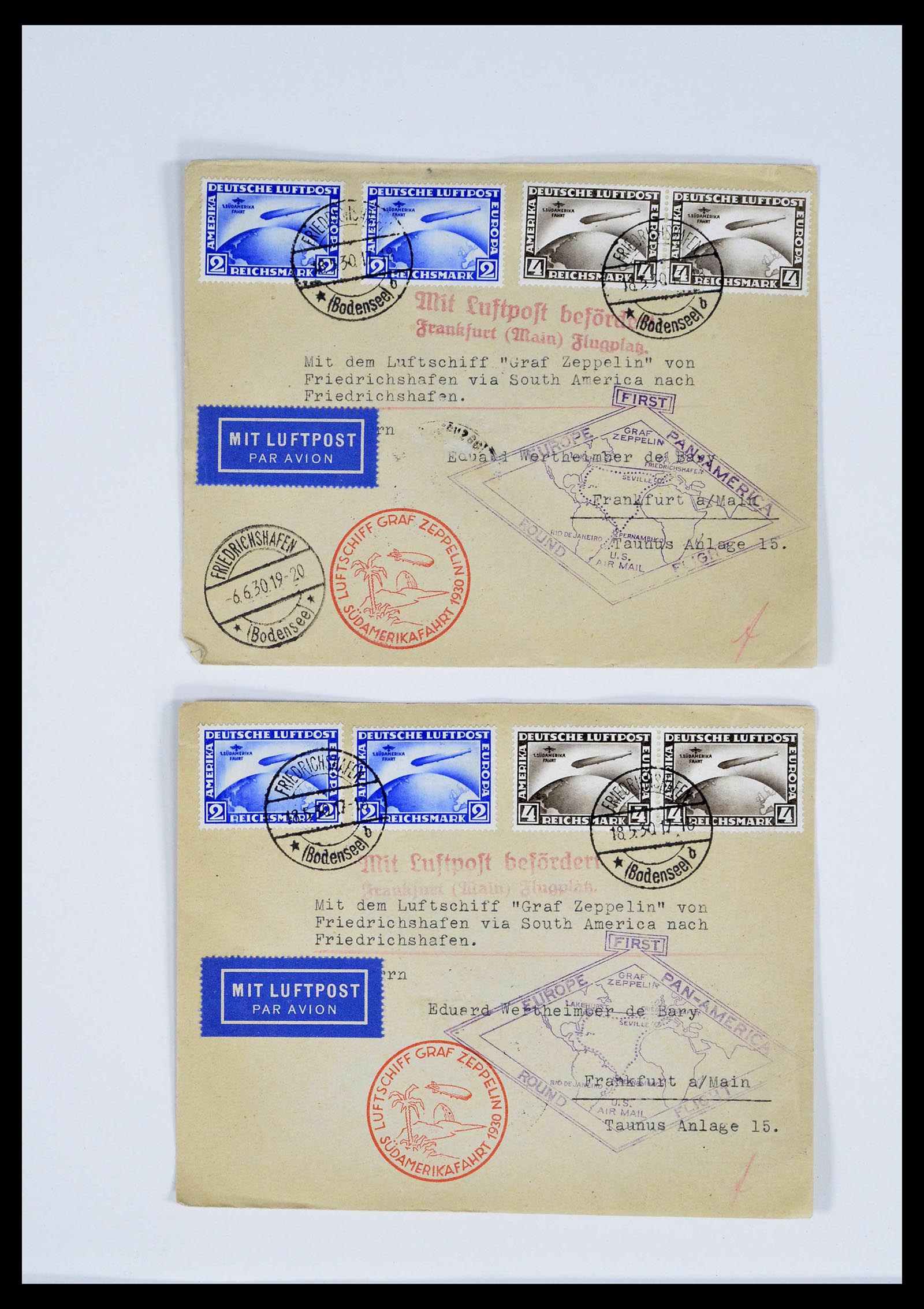 39032 0010 - Postzegelverzameling 39032 Zeppelin brieven 1928-1933.