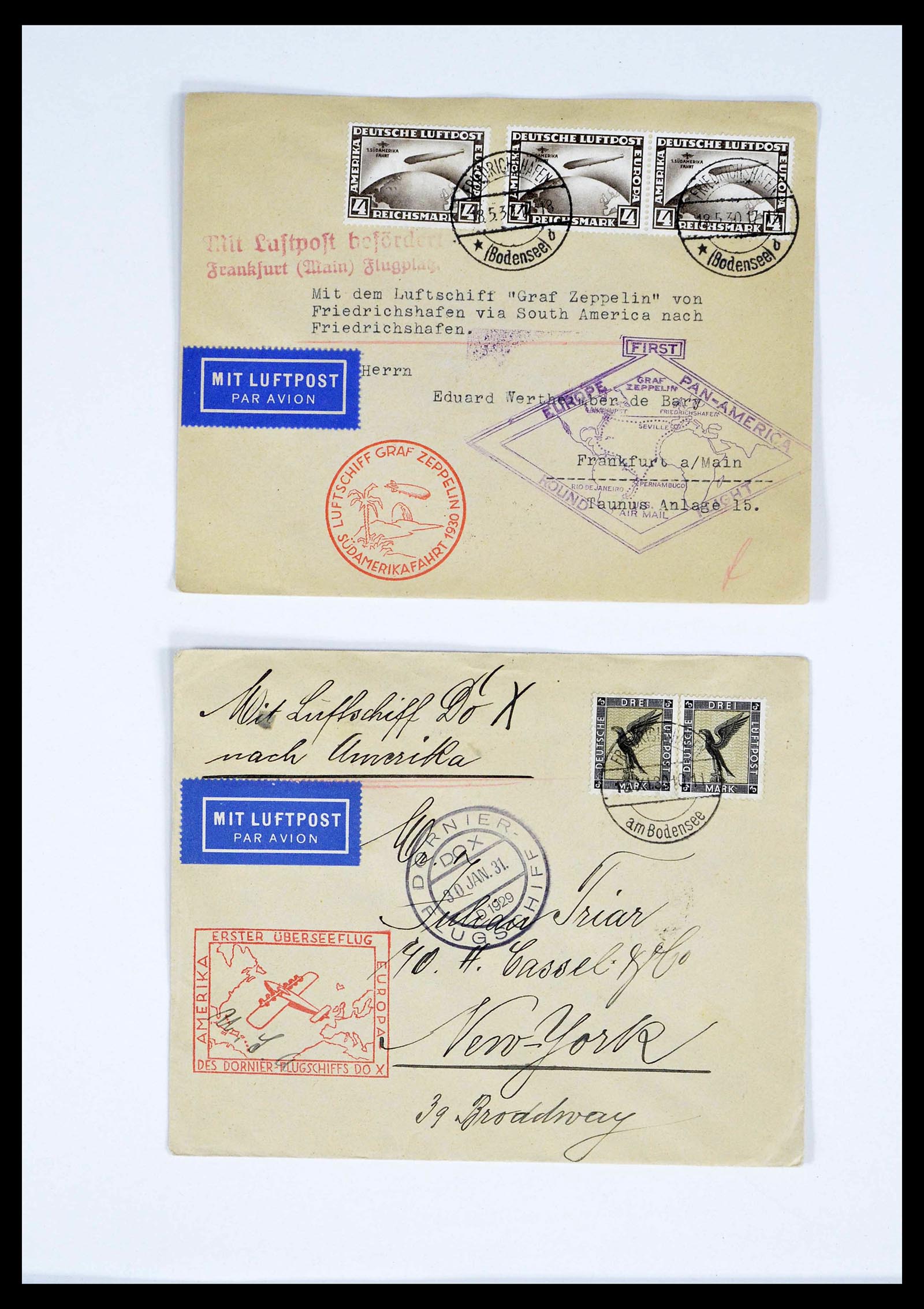 39032 0012 - Postzegelverzameling 39032 Zeppelin brieven 1928-1933.
