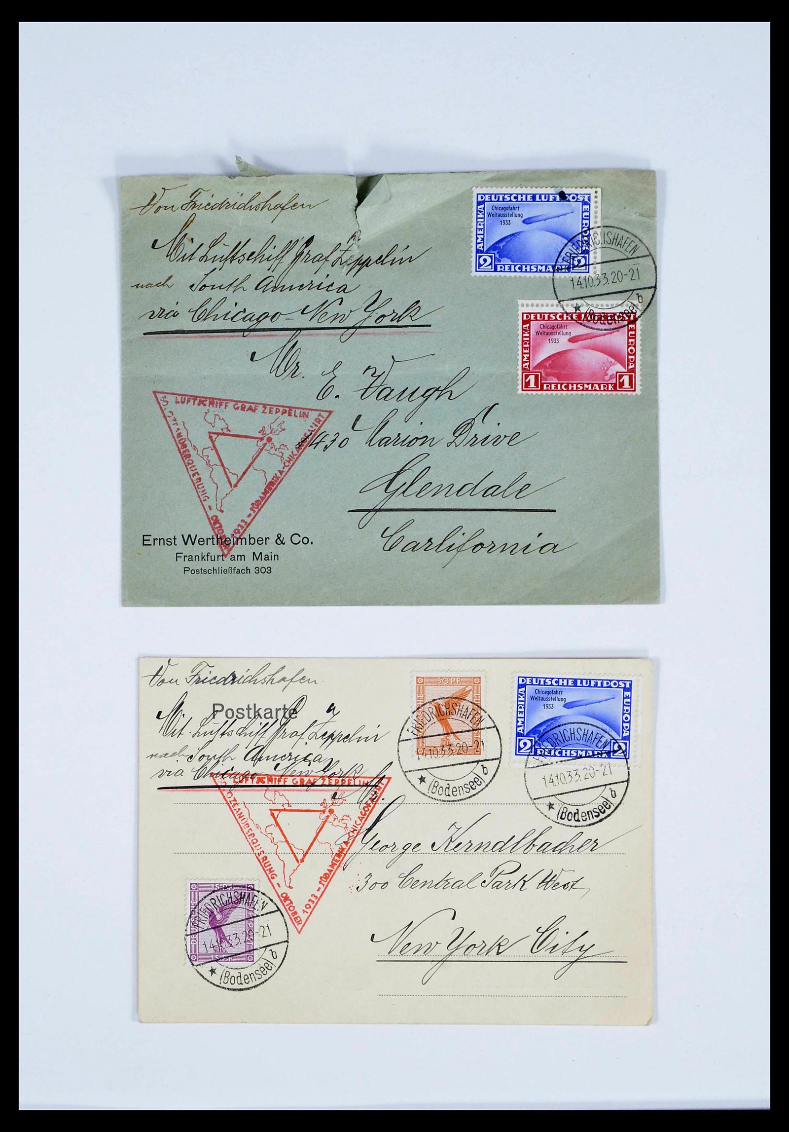39032 0016 - Postzegelverzameling 39032 Zeppelin brieven 1928-1933.