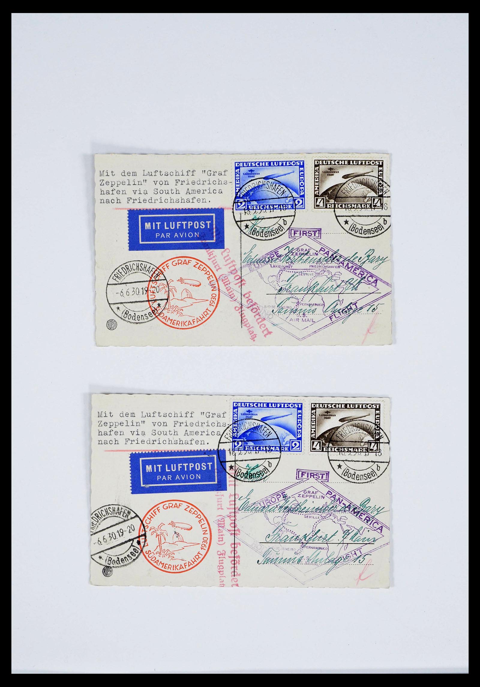 39032 0020 - Postzegelverzameling 39032 Zeppelin brieven 1928-1933.