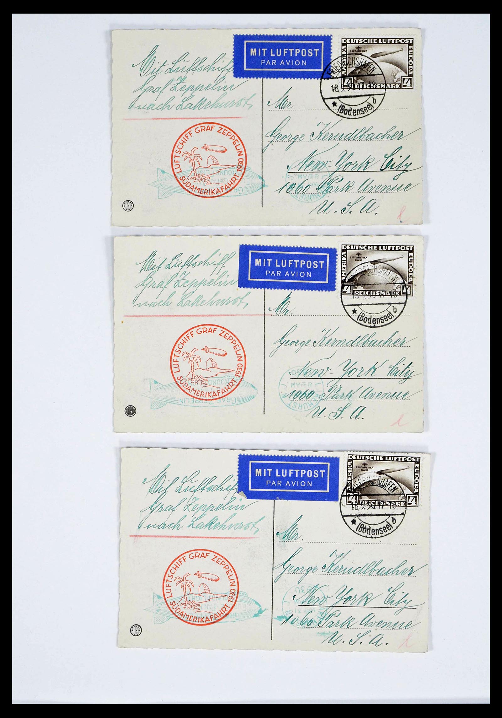 39032 0022 - Postzegelverzameling 39032 Zeppelin brieven 1928-1933.