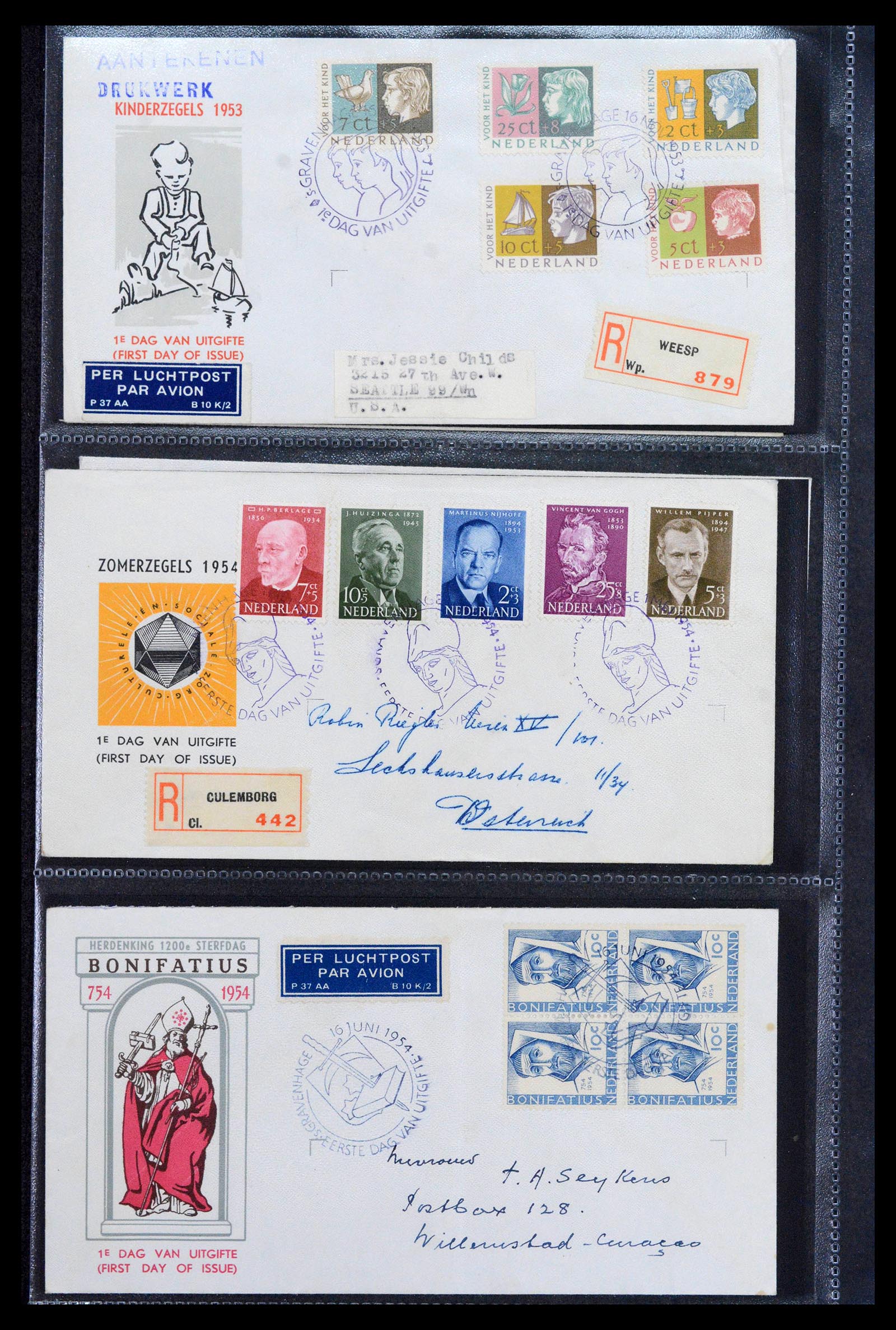 39041 0006 - Postzegelverzameling 39041 Nederland FDC's 1950-1977.