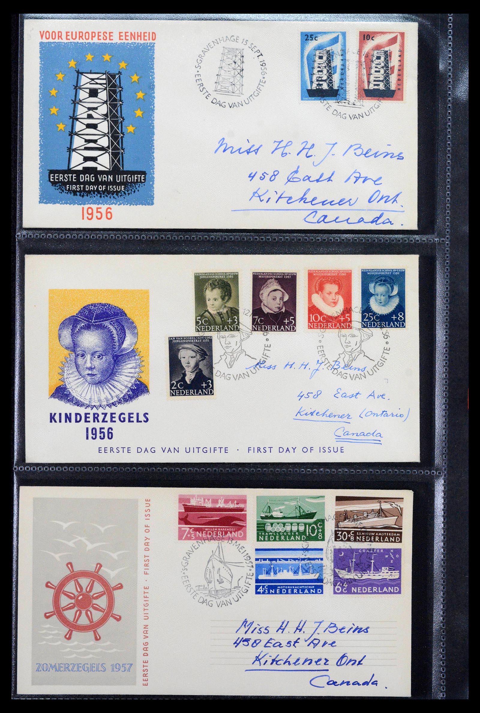 39041 0010 - Postzegelverzameling 39041 Nederland FDC's 1950-1977.