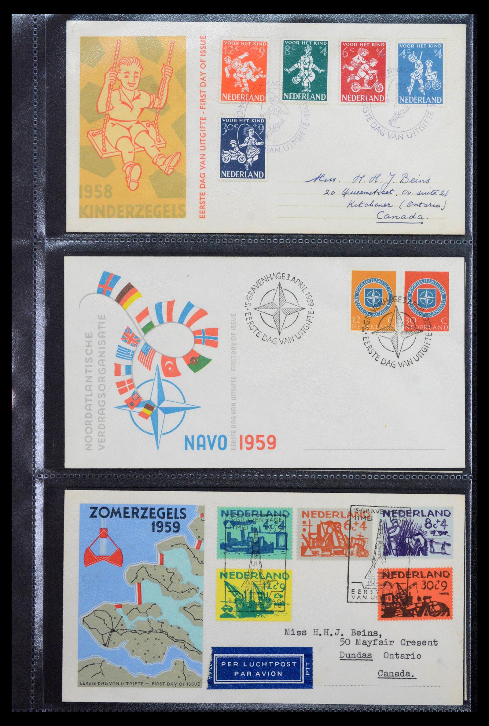 39041 0013 - Postzegelverzameling 39041 Nederland FDC's 1950-1977.