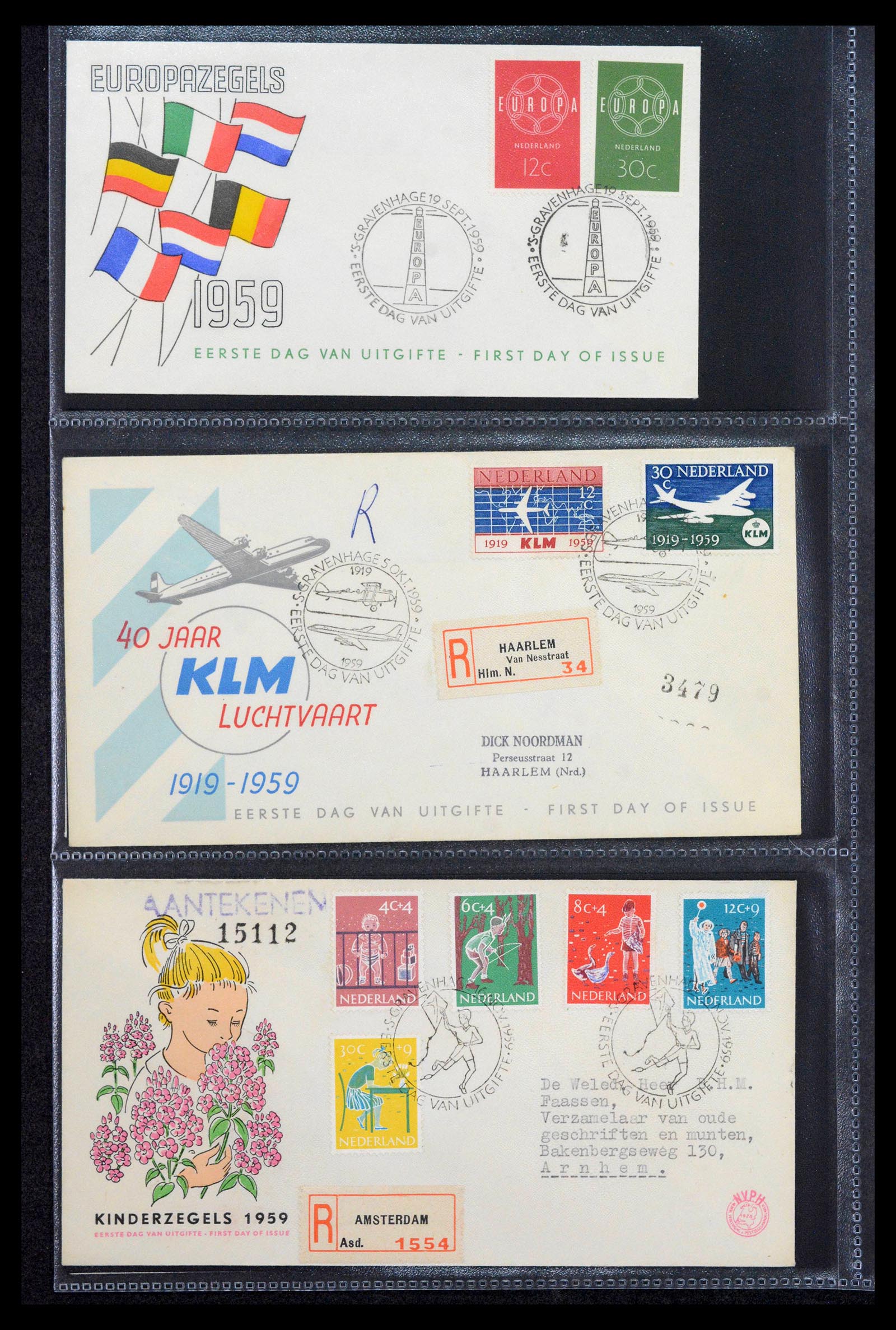 39041 0014 - Postzegelverzameling 39041 Nederland FDC's 1950-1977.