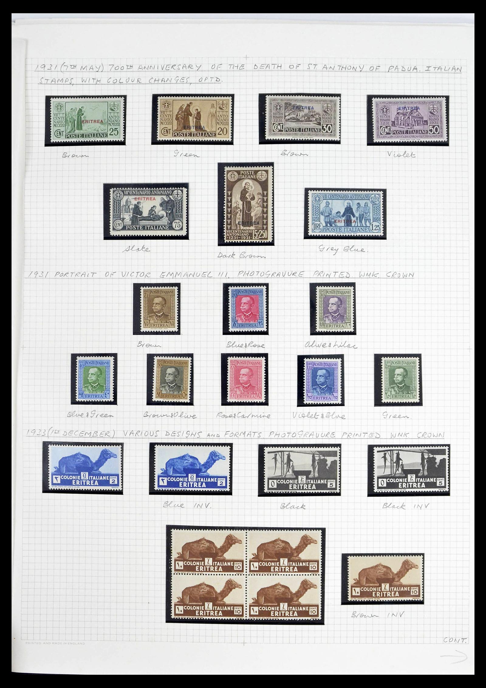 39066 0013 - Stamp collection 39066 Eritrea complete 1893-1936.