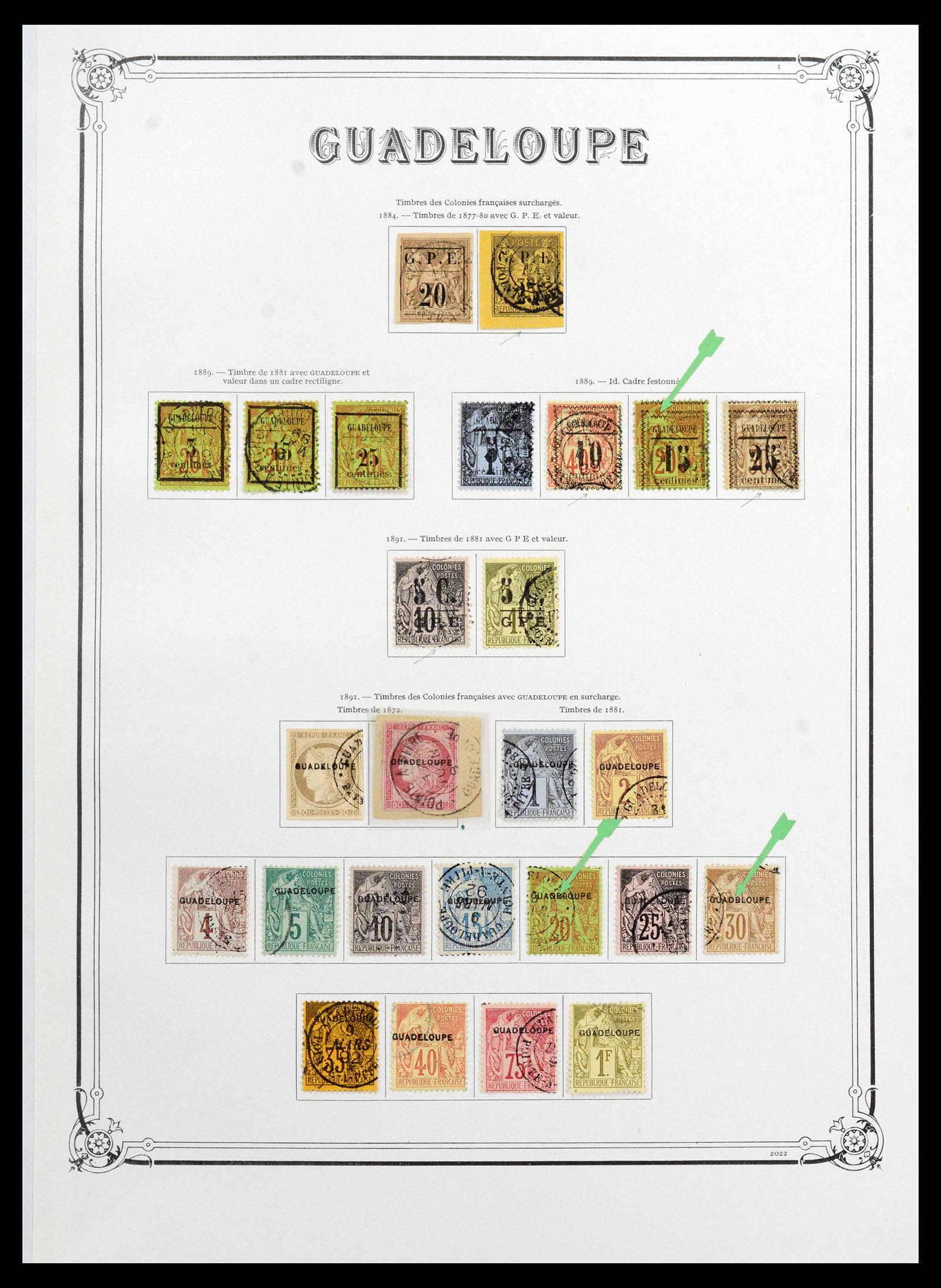 39081 0010 - Postzegelverzameling 39081 Guadeloupe speciaalverzameling 1878-1947.