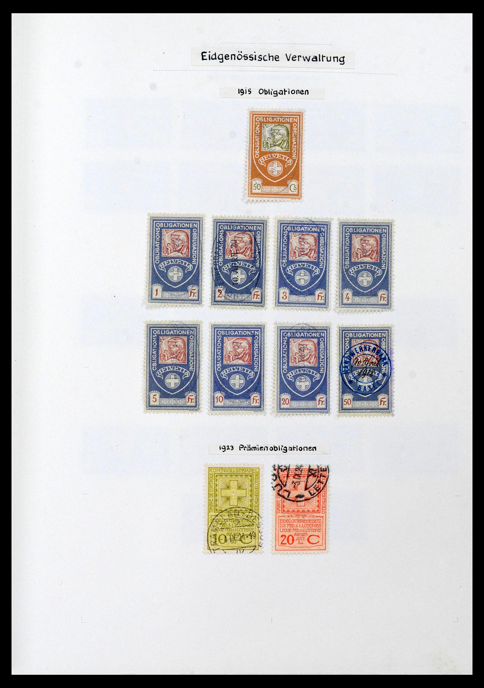 39088 0001 - Stamp collection 39088 Switzerland fiscal 1860-1948.