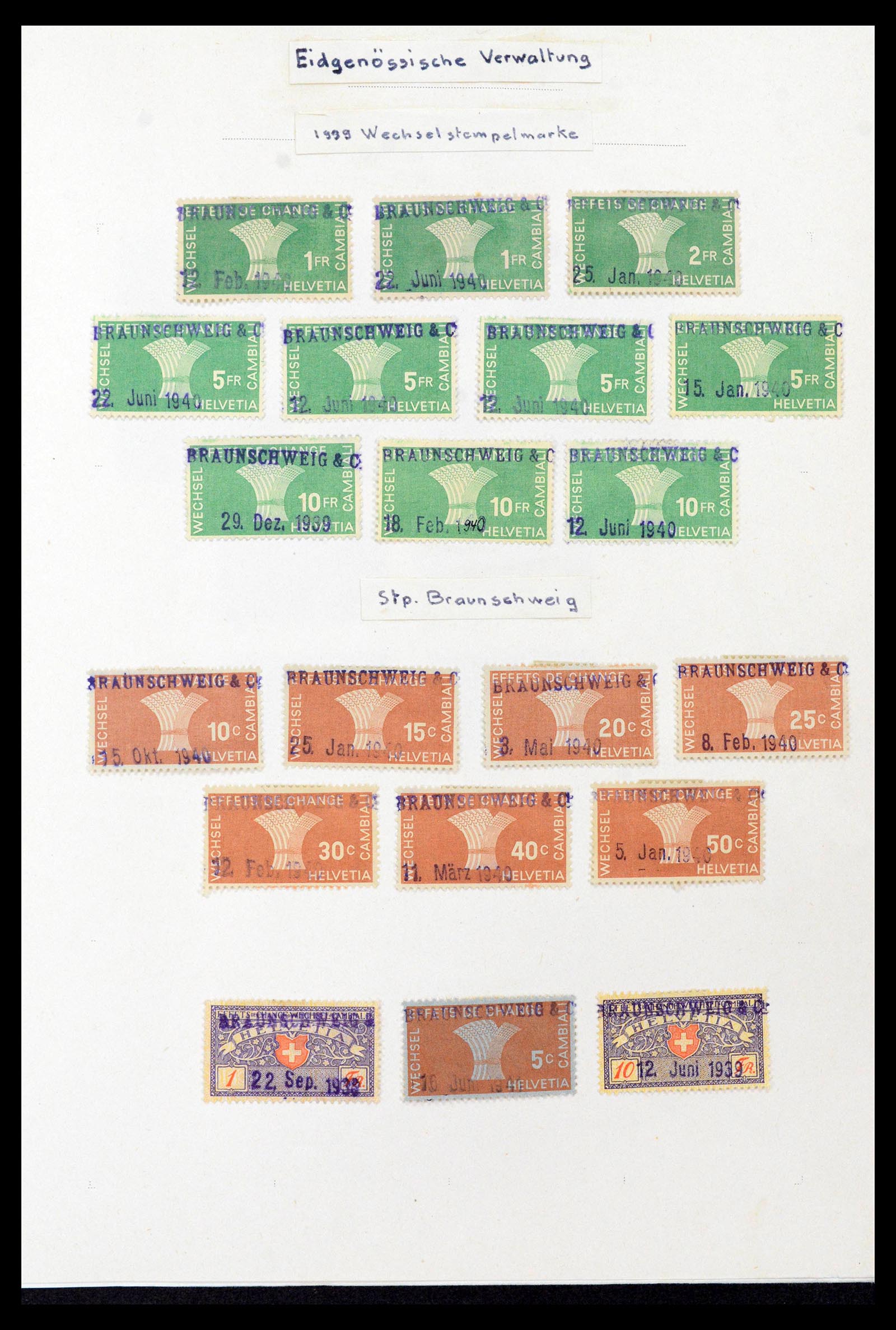39088 0004 - Stamp collection 39088 Switzerland fiscal 1860-1948.