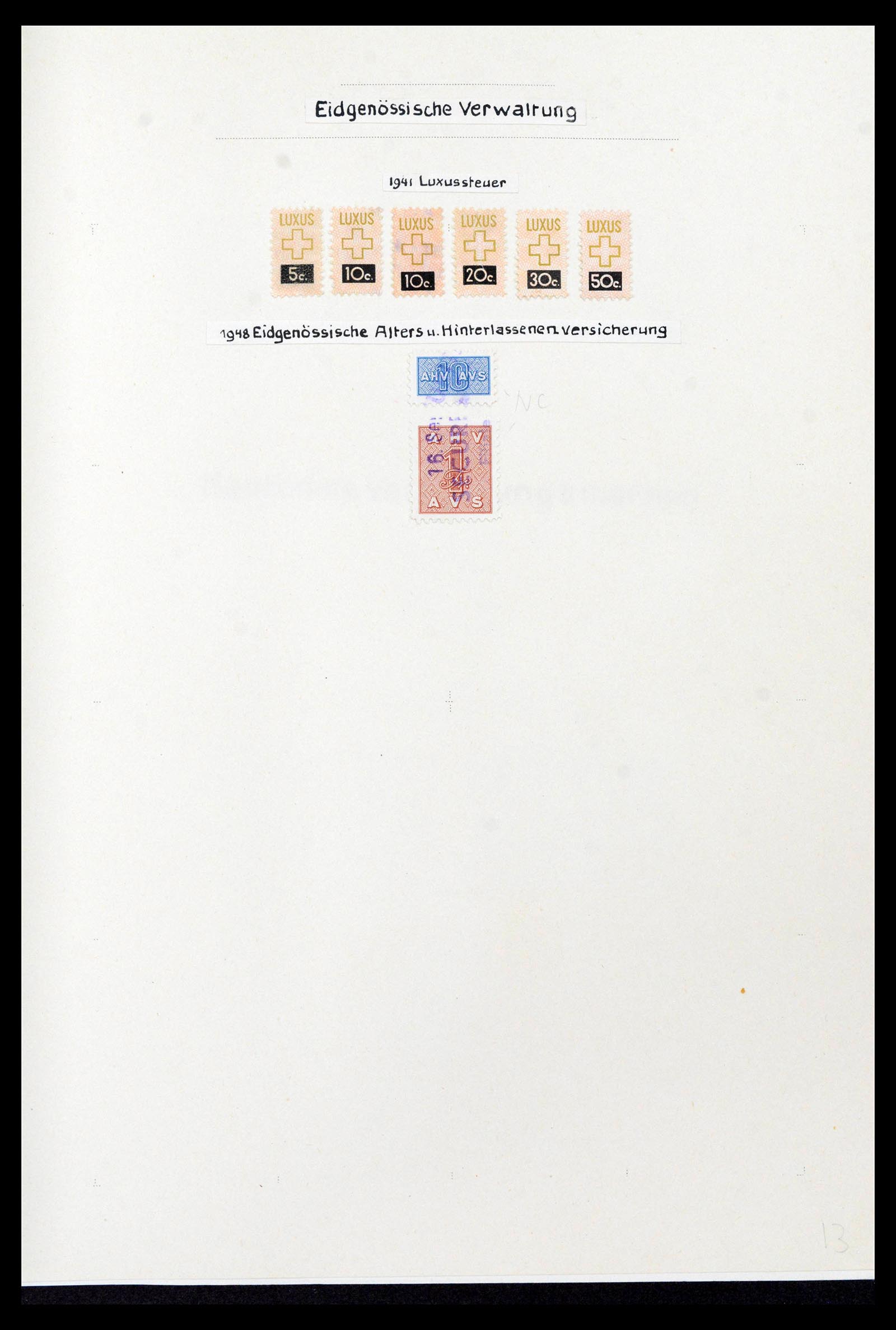 39088 0009 - Stamp collection 39088 Switzerland fiscal 1860-1948.
