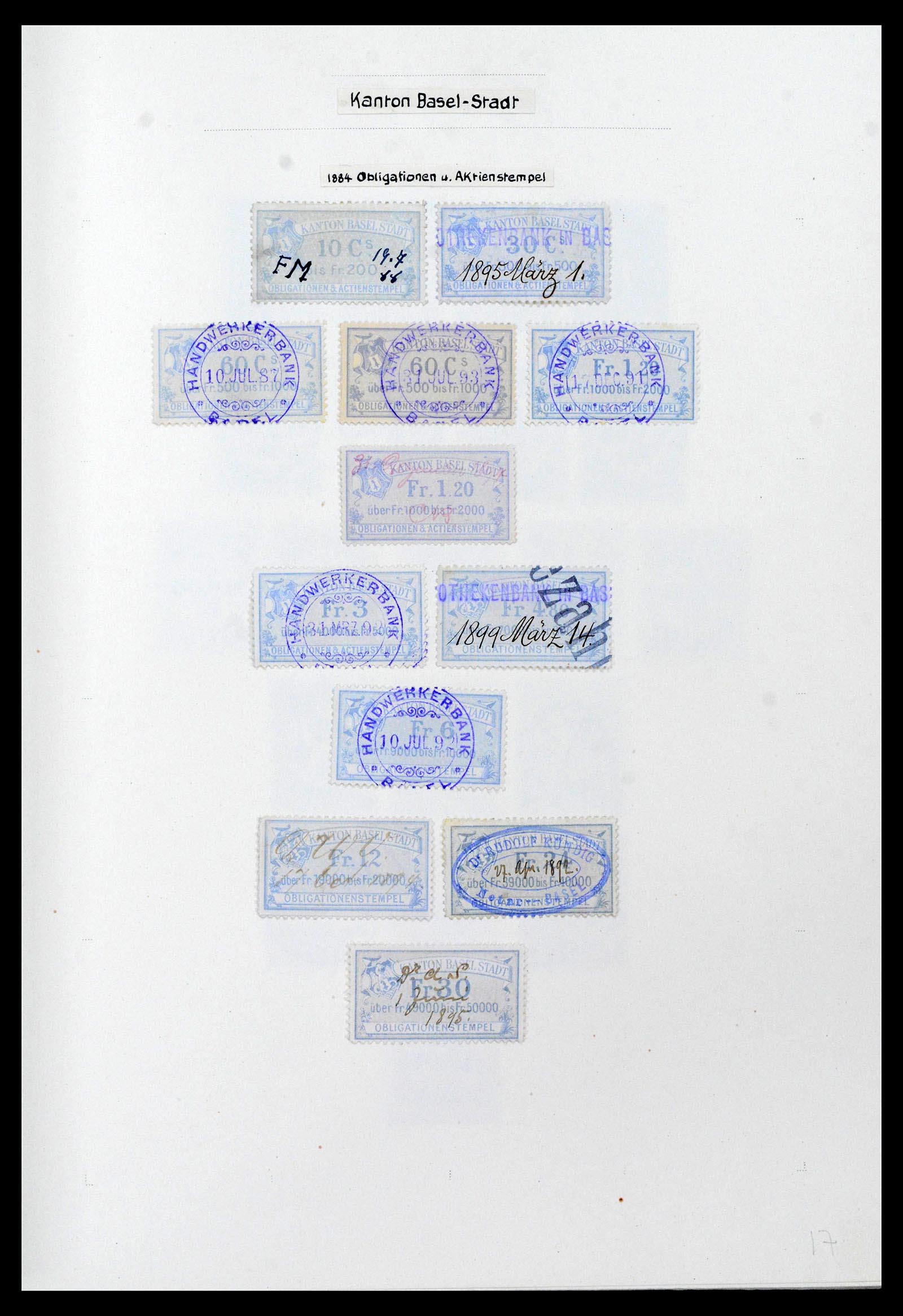 39088 0013 - Stamp collection 39088 Switzerland fiscal 1860-1948.