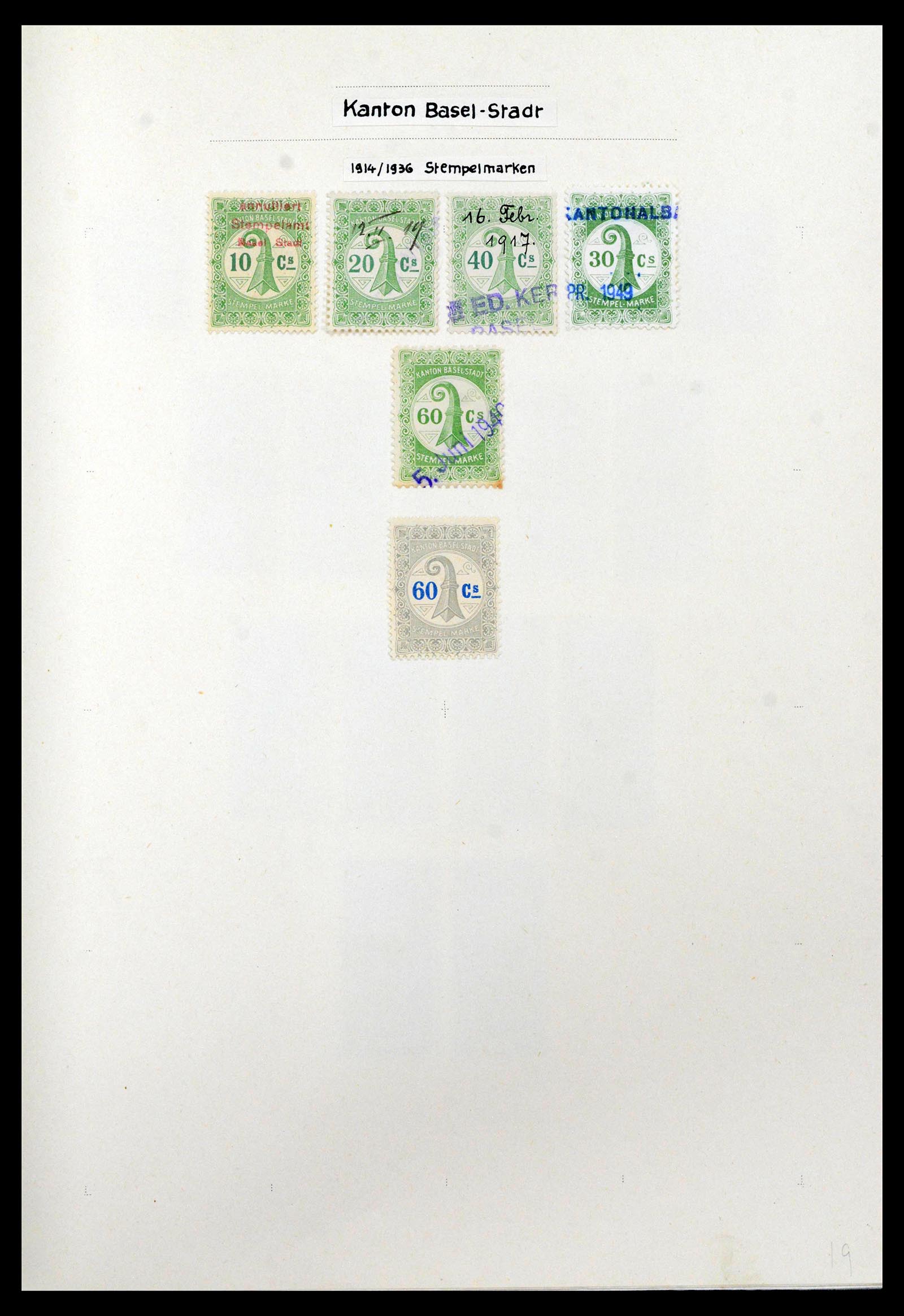 39088 0015 - Stamp collection 39088 Switzerland fiscal 1860-1948.