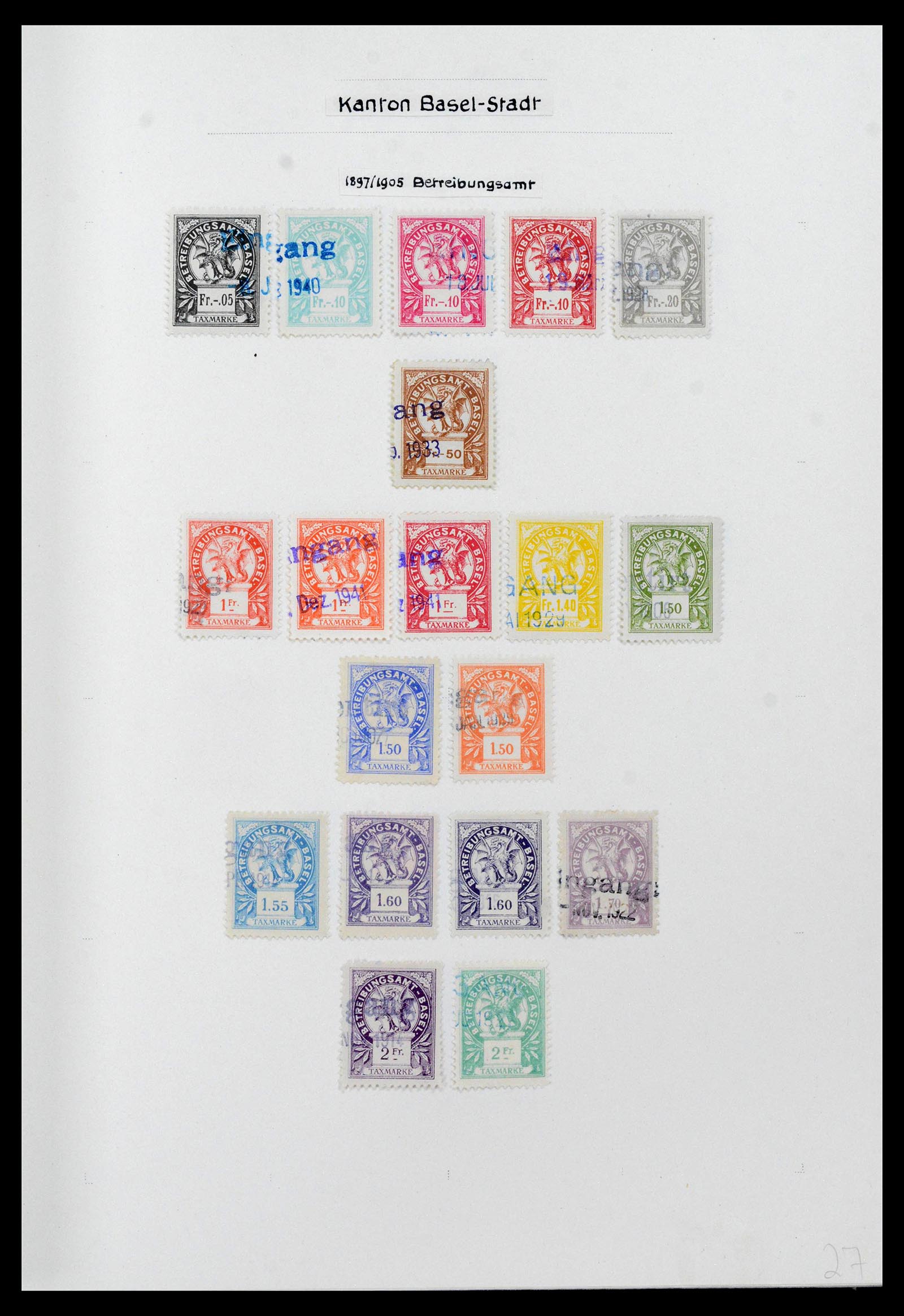 39088 0023 - Stamp collection 39088 Switzerland fiscal 1860-1948.