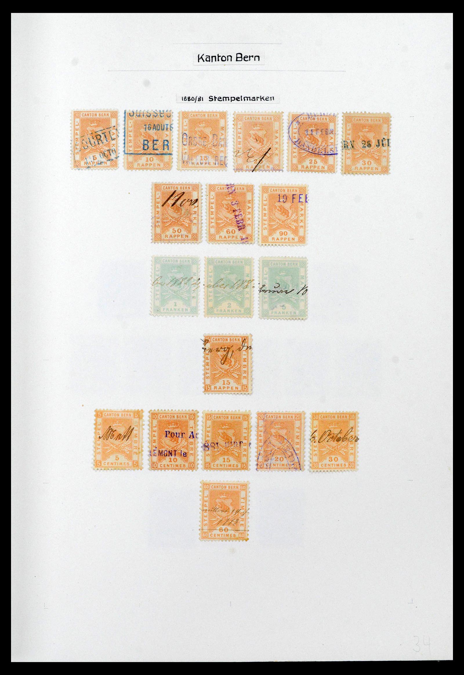 39088 0030 - Stamp collection 39088 Switzerland fiscal 1860-1948.