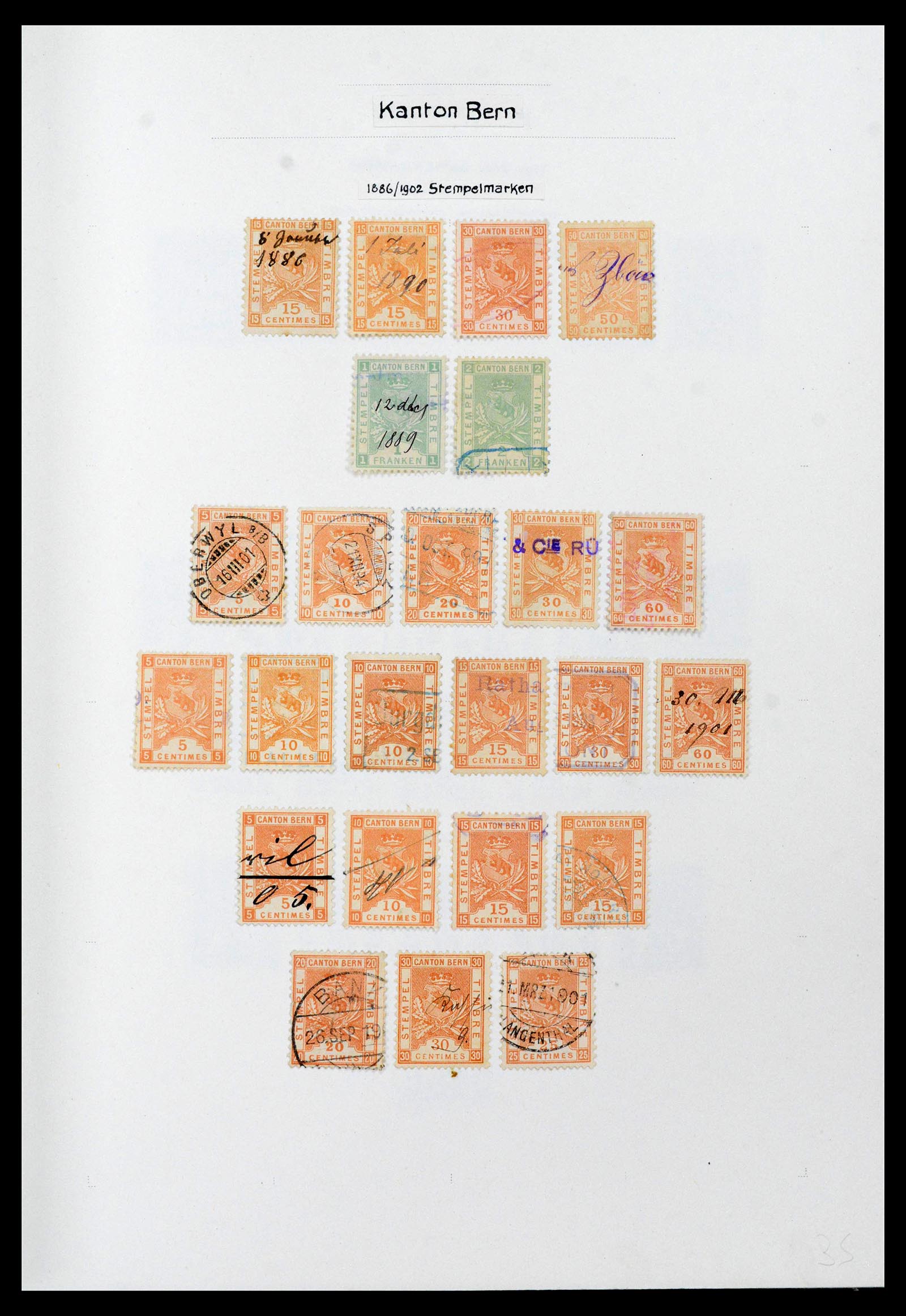 39088 0031 - Stamp collection 39088 Switzerland fiscal 1860-1948.