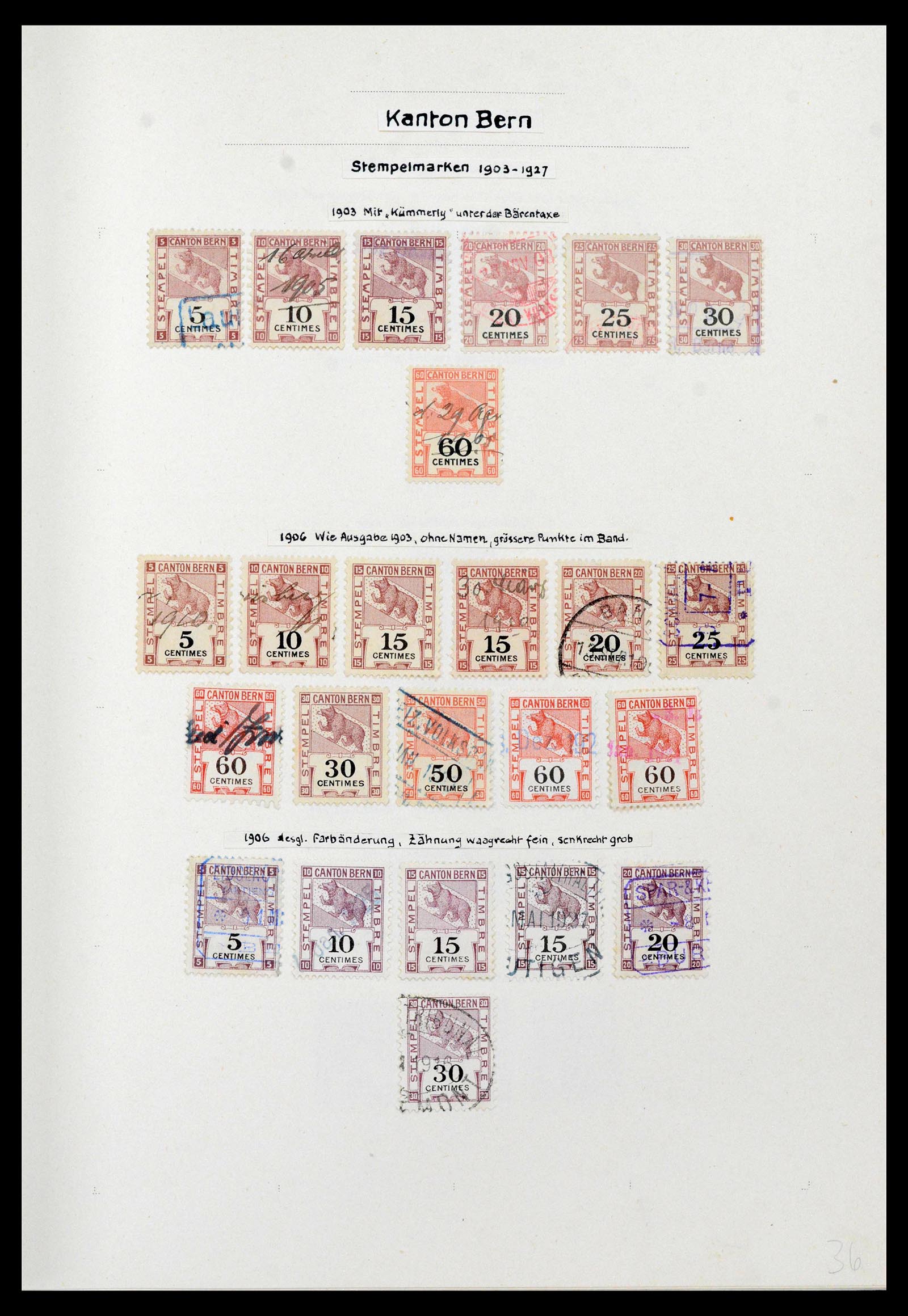 39088 0032 - Stamp collection 39088 Switzerland fiscal 1860-1948.