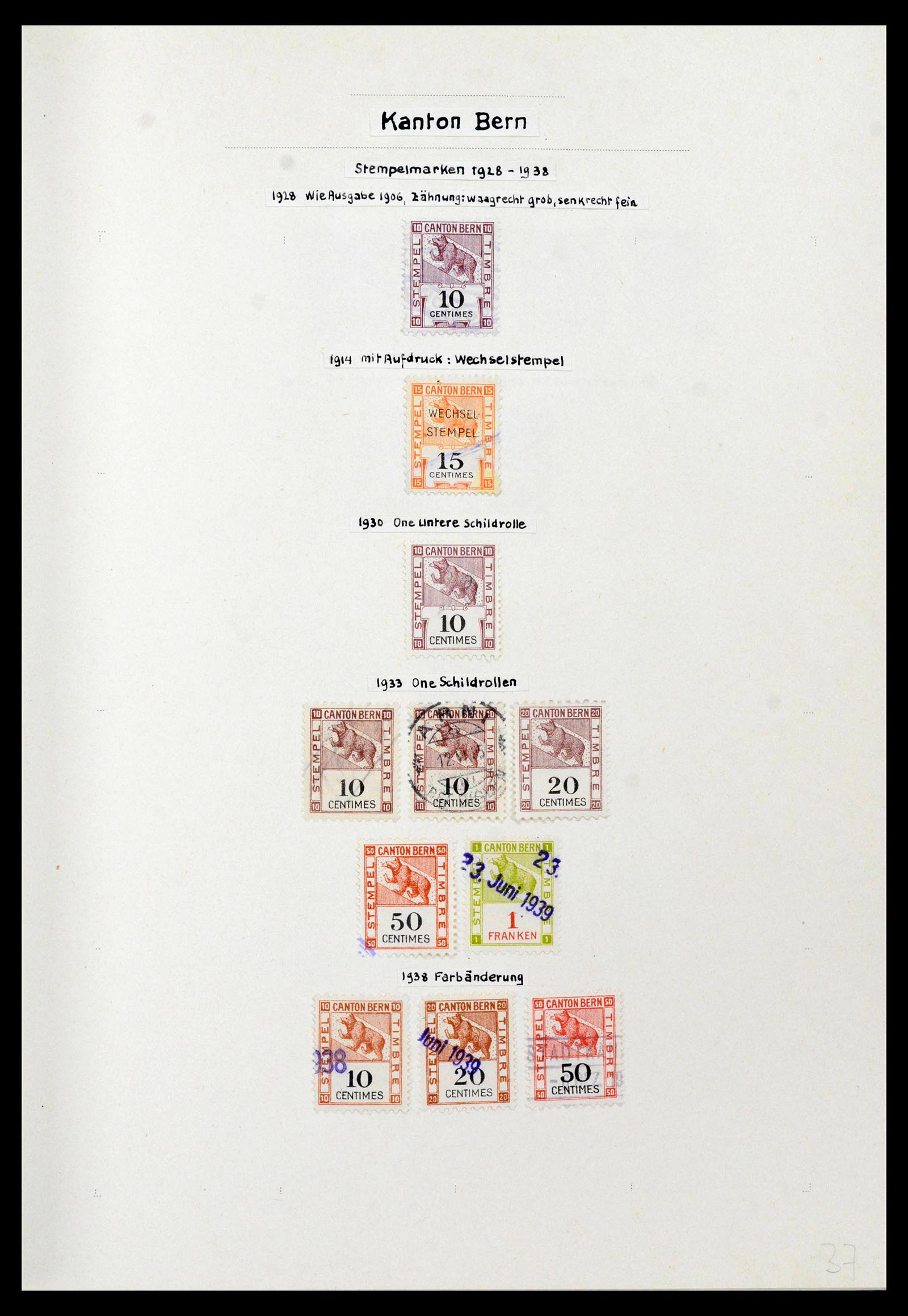 39088 0033 - Stamp collection 39088 Switzerland fiscal 1860-1948.