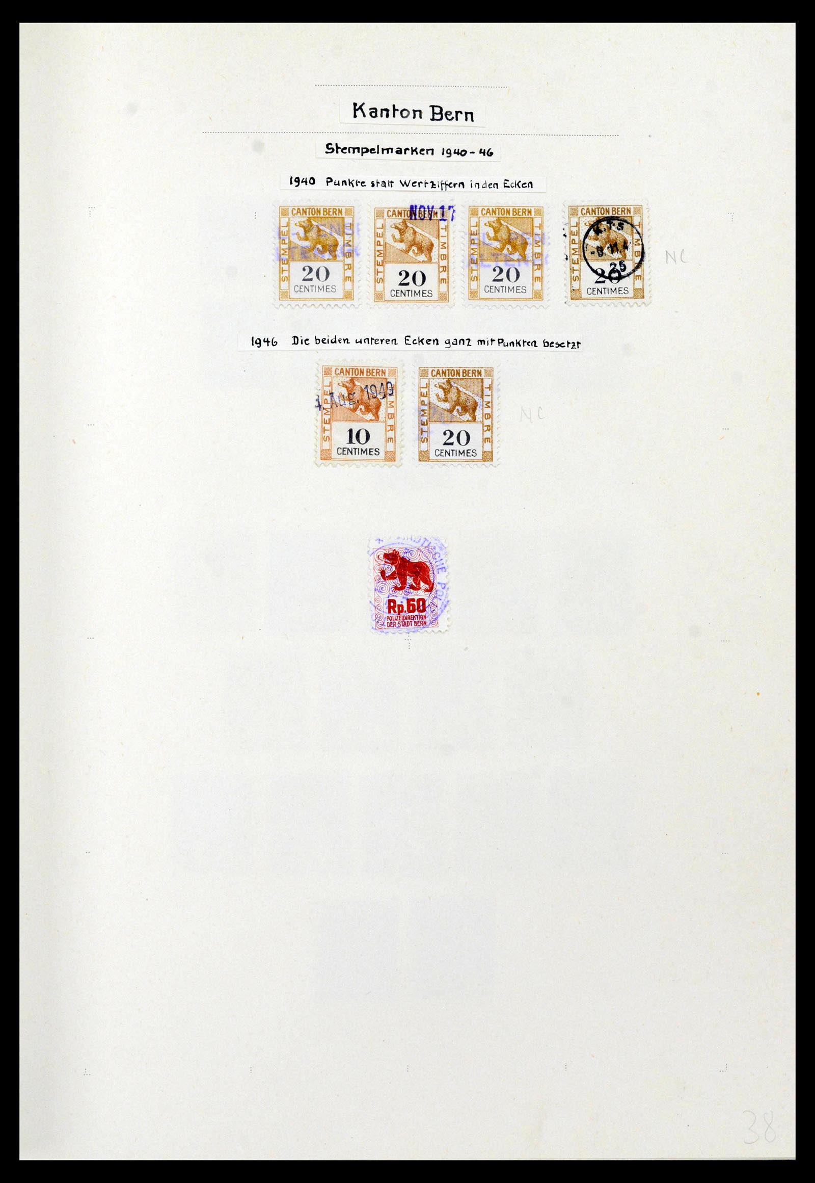 39088 0034 - Stamp collection 39088 Switzerland fiscal 1860-1948.