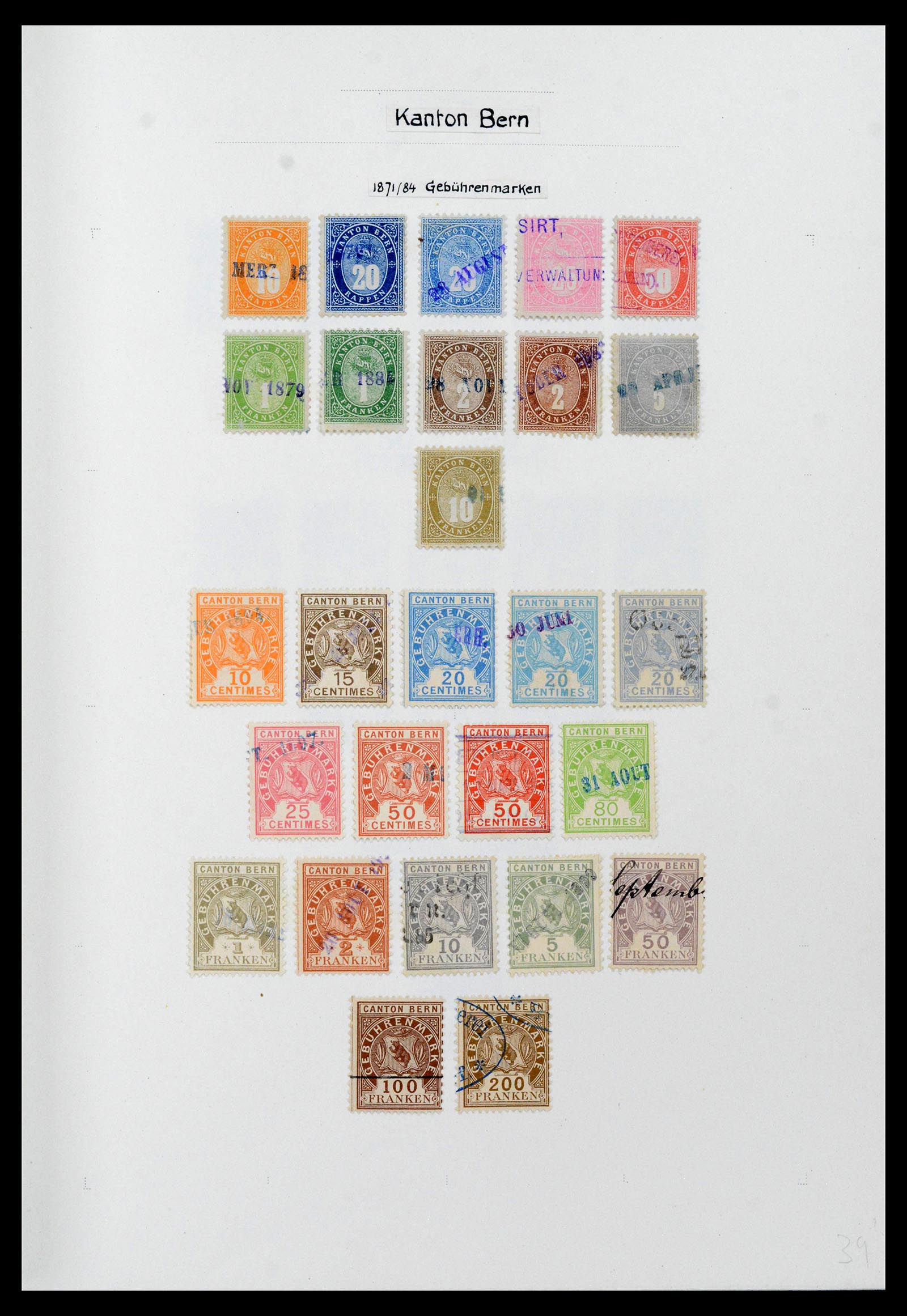 39088 0035 - Postzegelverzameling 39088 Zwitserland fiscaal 1860-1948.