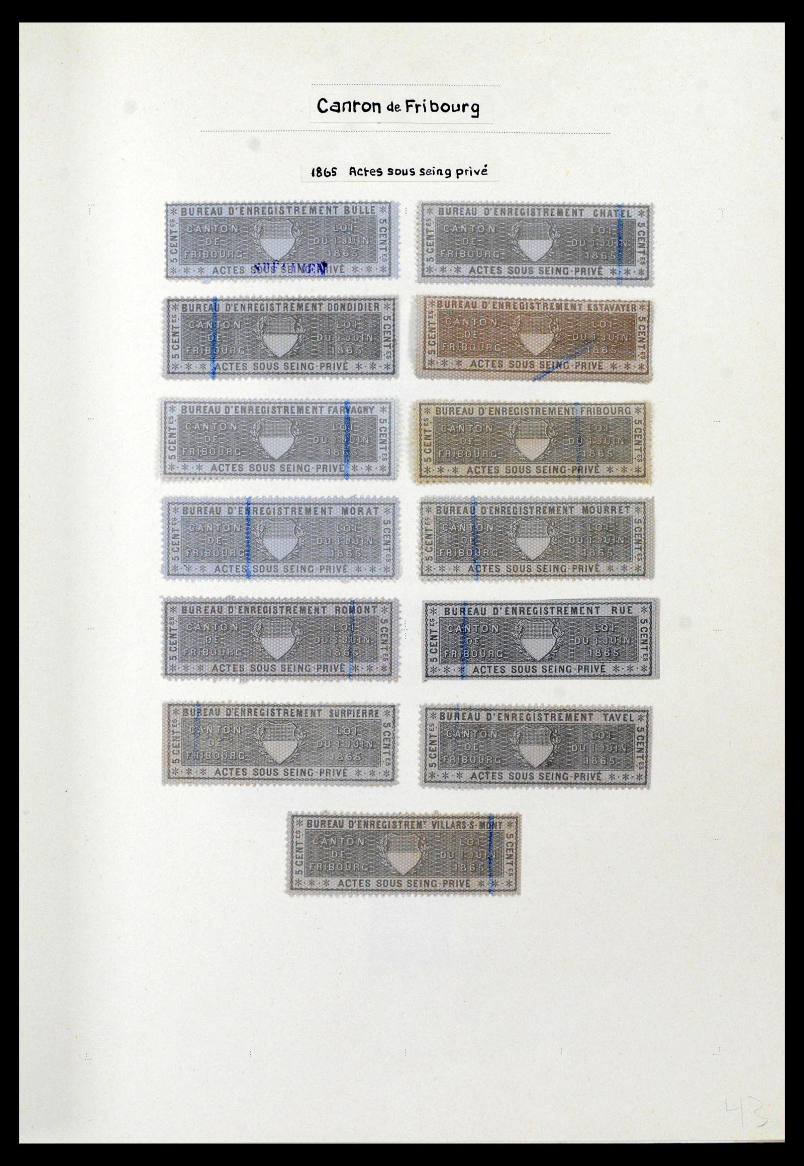 39088 0039 - Stamp collection 39088 Switzerland fiscal 1860-1948.