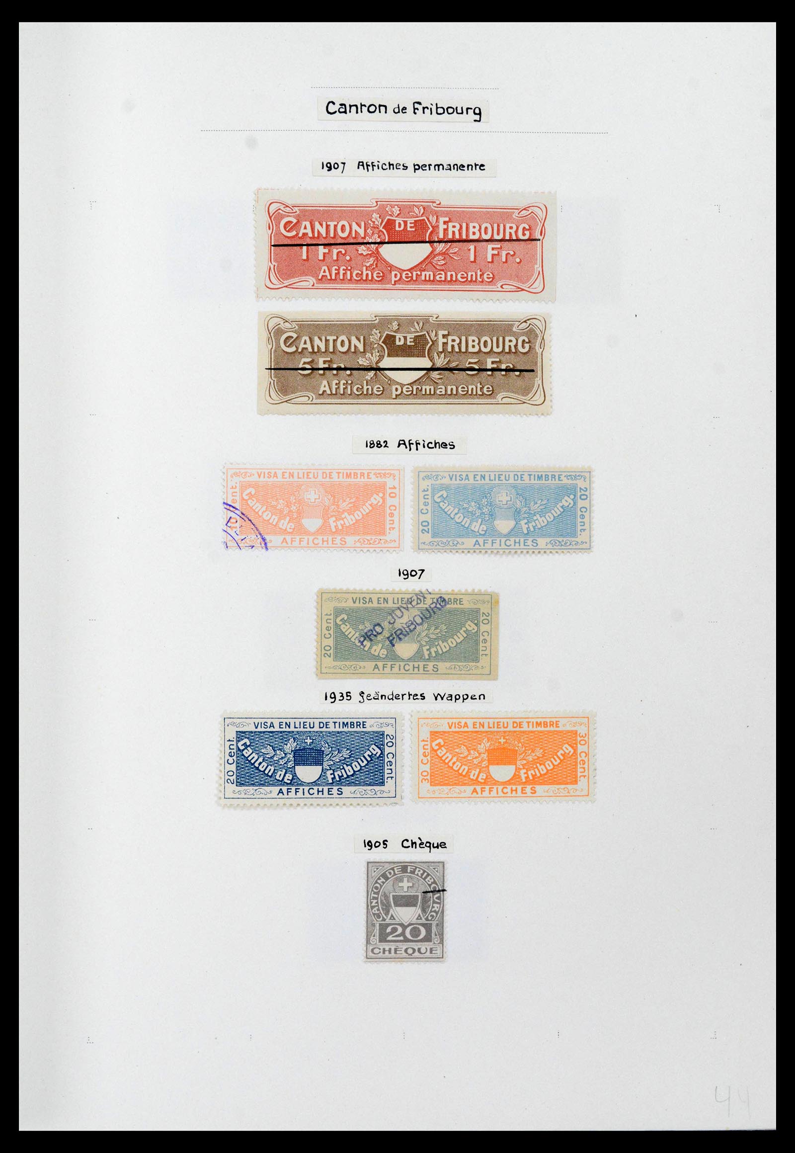 39088 0040 - Stamp collection 39088 Switzerland fiscal 1860-1948.