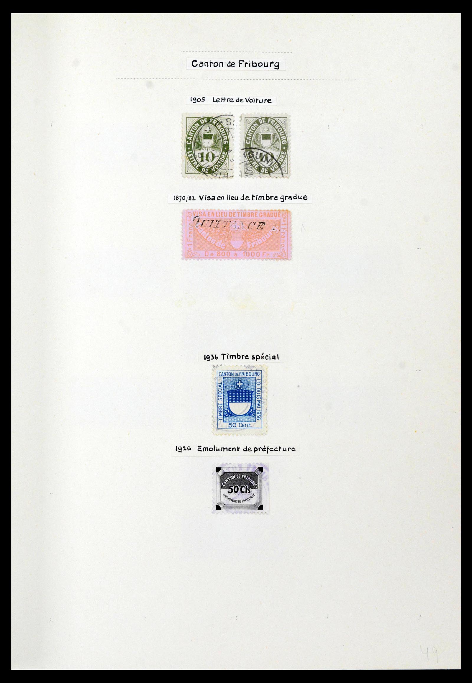 39088 0045 - Stamp collection 39088 Switzerland fiscal 1860-1948.