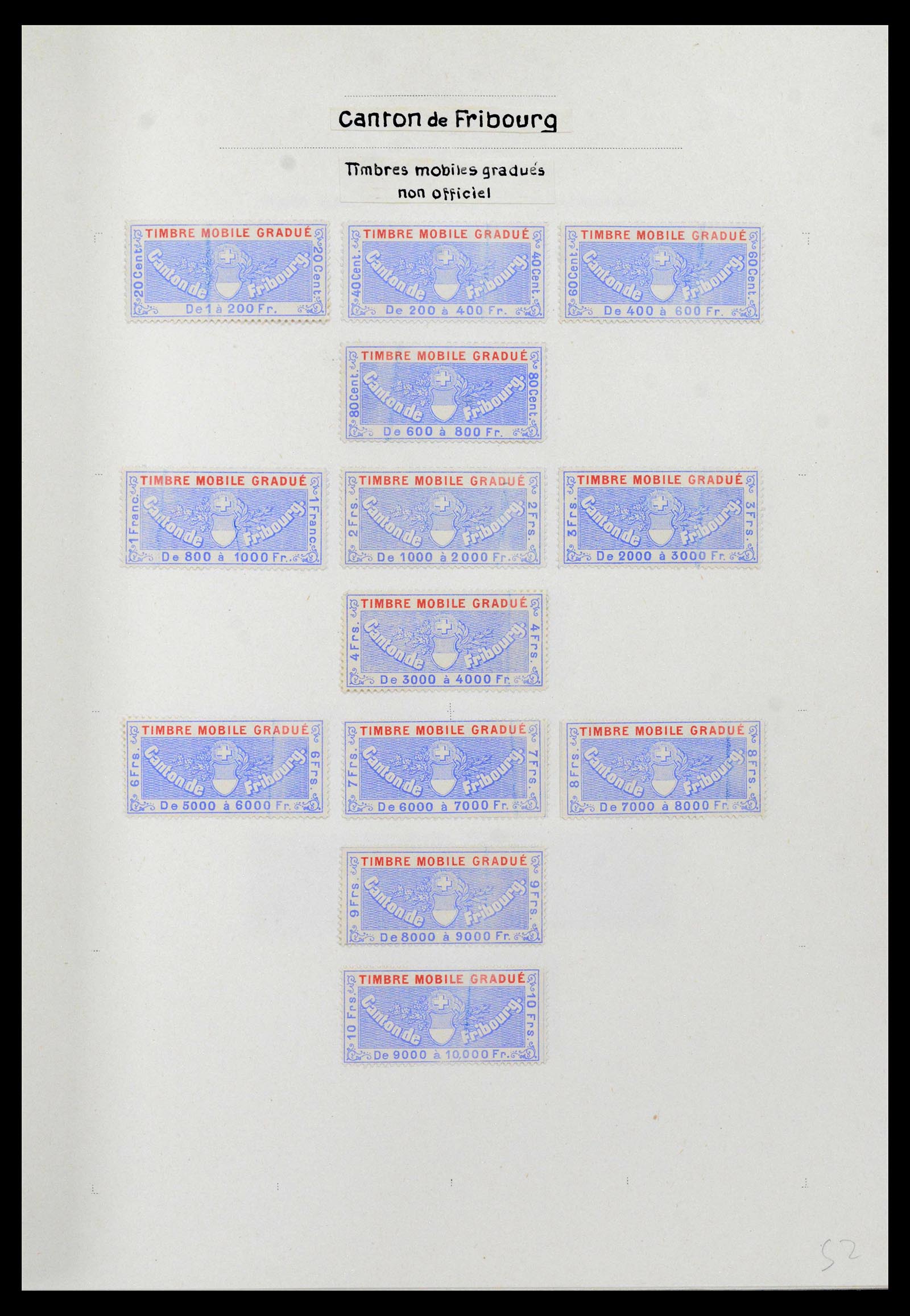 39088 0048 - Stamp collection 39088 Switzerland fiscal 1860-1948.