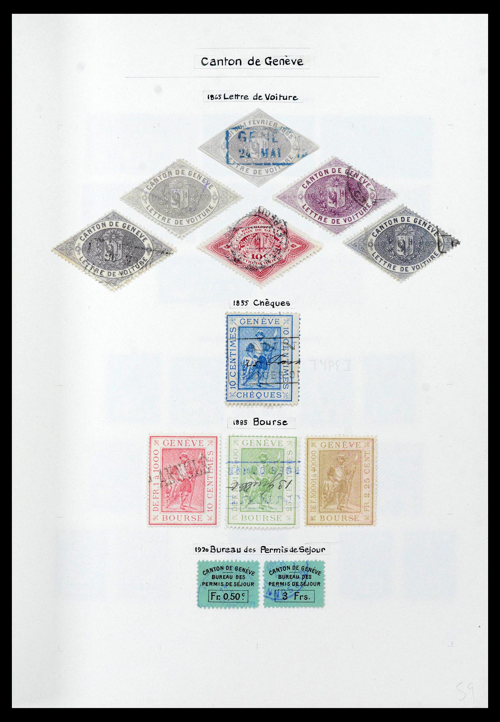39088 0055 - Stamp collection 39088 Switzerland fiscal 1860-1948.