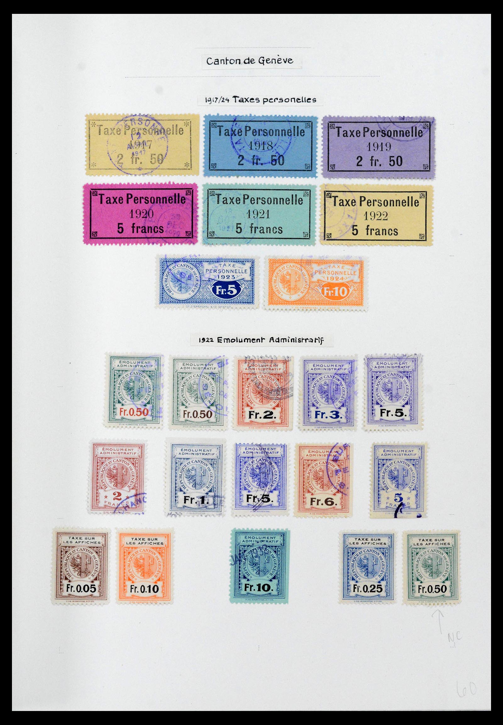 39088 0056 - Stamp collection 39088 Switzerland fiscal 1860-1948.