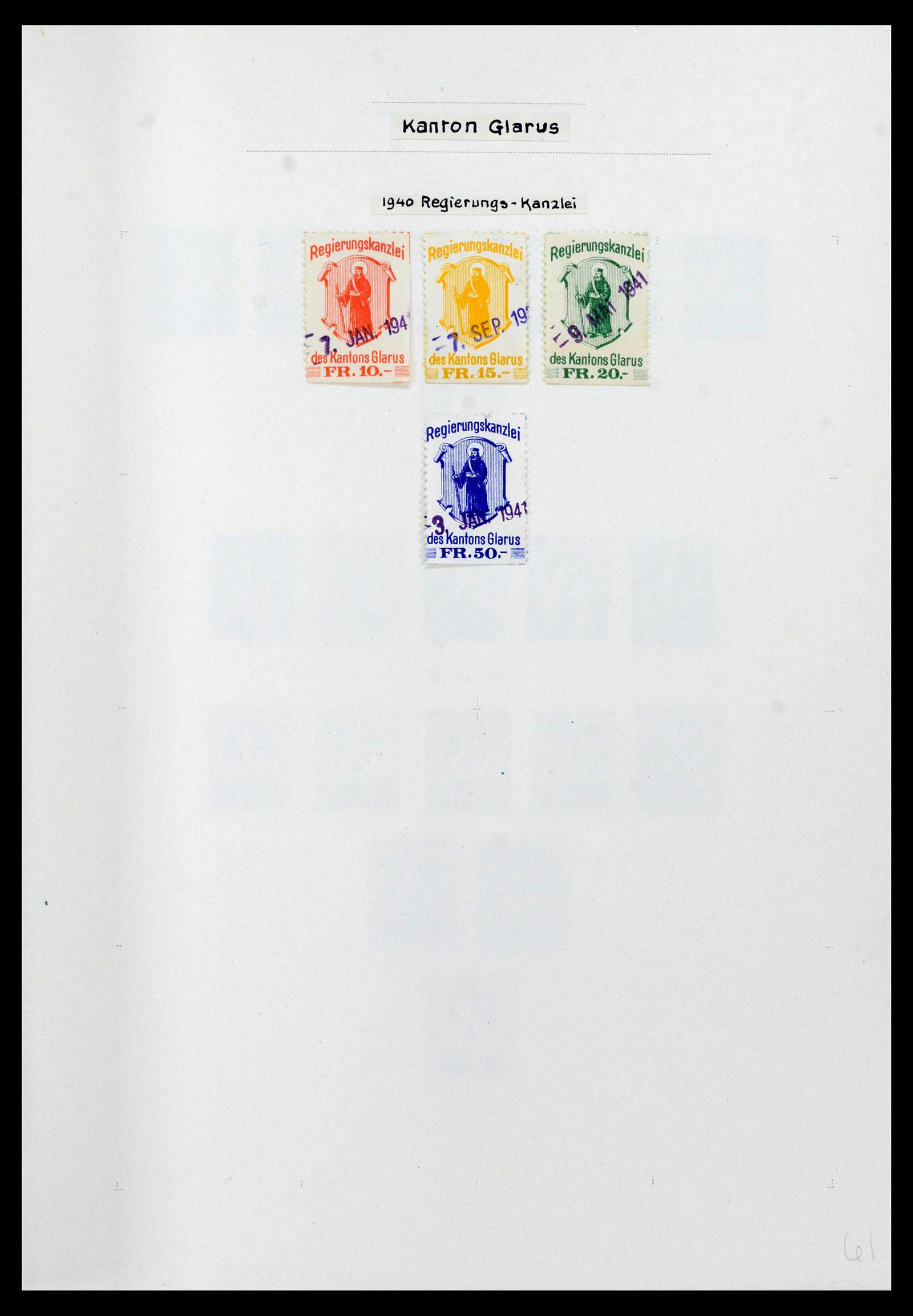 39088 0057 - Stamp collection 39088 Switzerland fiscal 1860-1948.