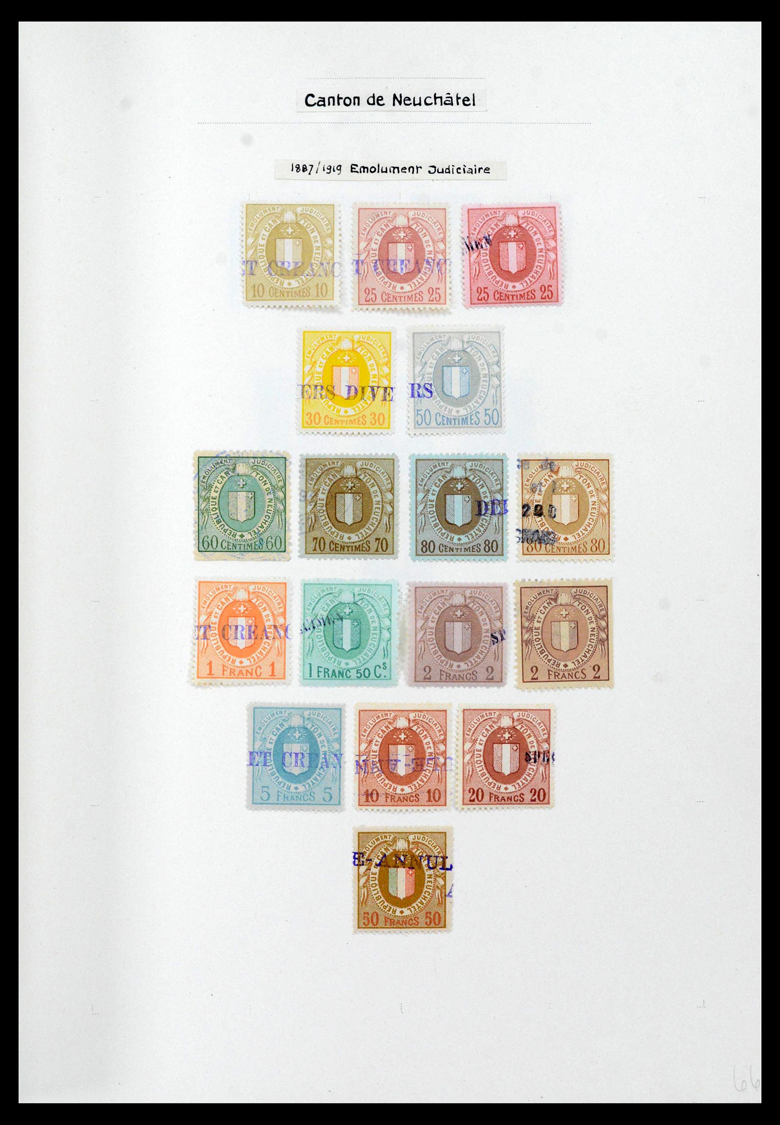 39088 0062 - Stamp collection 39088 Switzerland fiscal 1860-1948.
