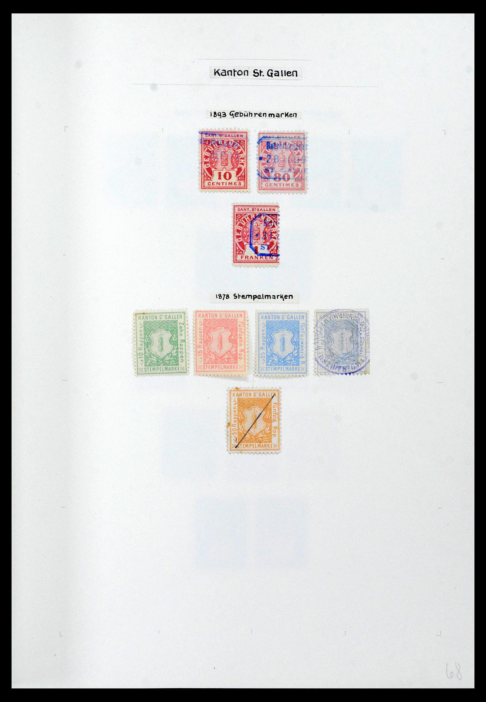 39088 0064 - Stamp collection 39088 Switzerland fiscal 1860-1948.