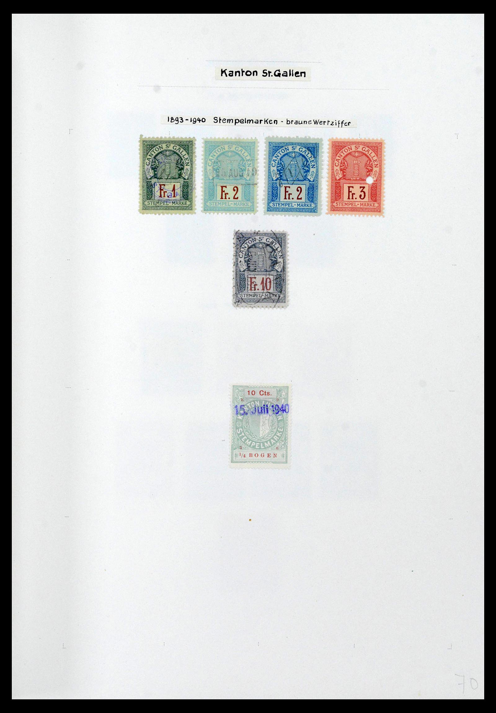 39088 0066 - Stamp collection 39088 Switzerland fiscal 1860-1948.