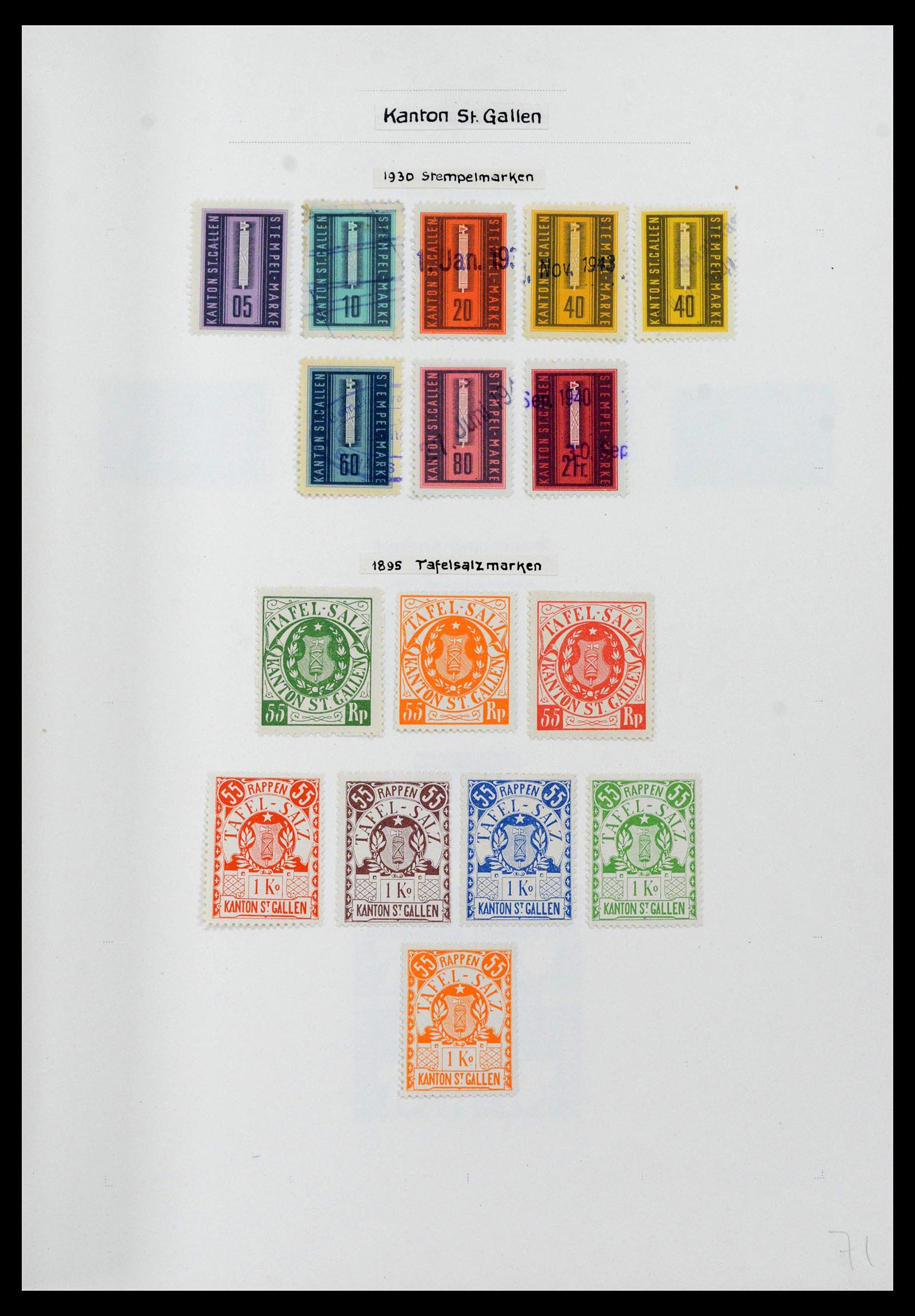39088 0067 - Stamp collection 39088 Switzerland fiscal 1860-1948.