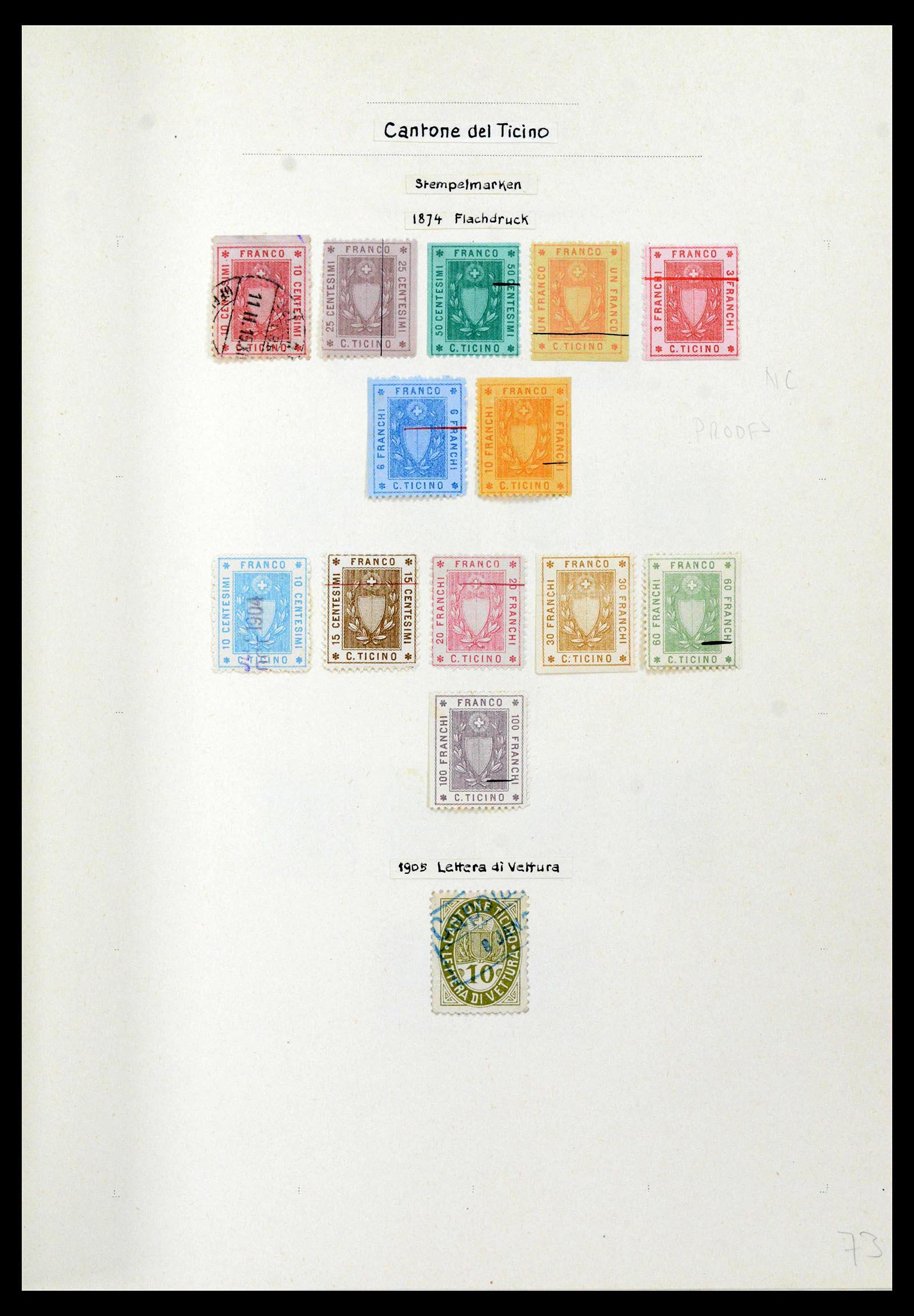 39088 0069 - Stamp collection 39088 Switzerland fiscal 1860-1948.