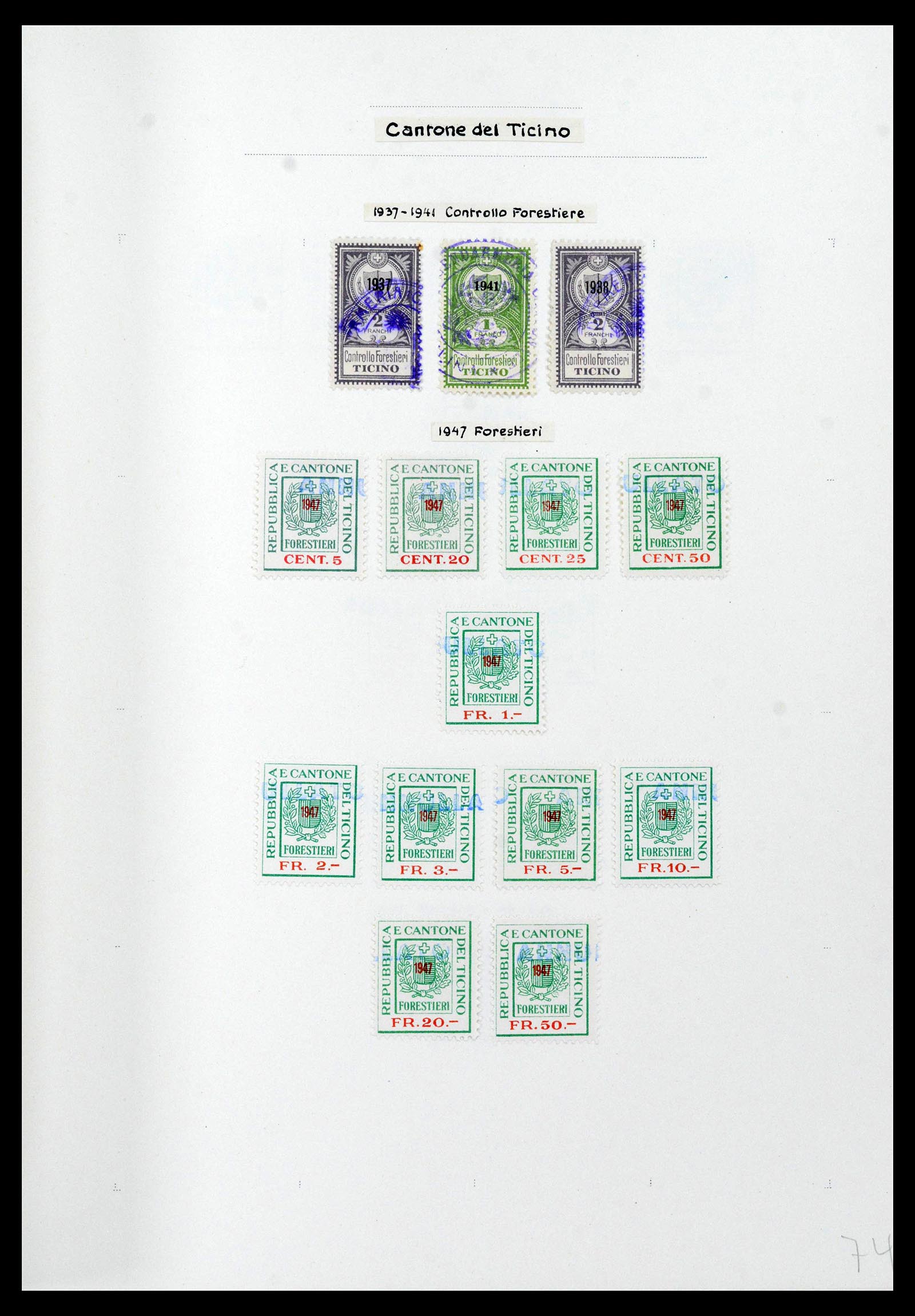 39088 0070 - Stamp collection 39088 Switzerland fiscal 1860-1948.