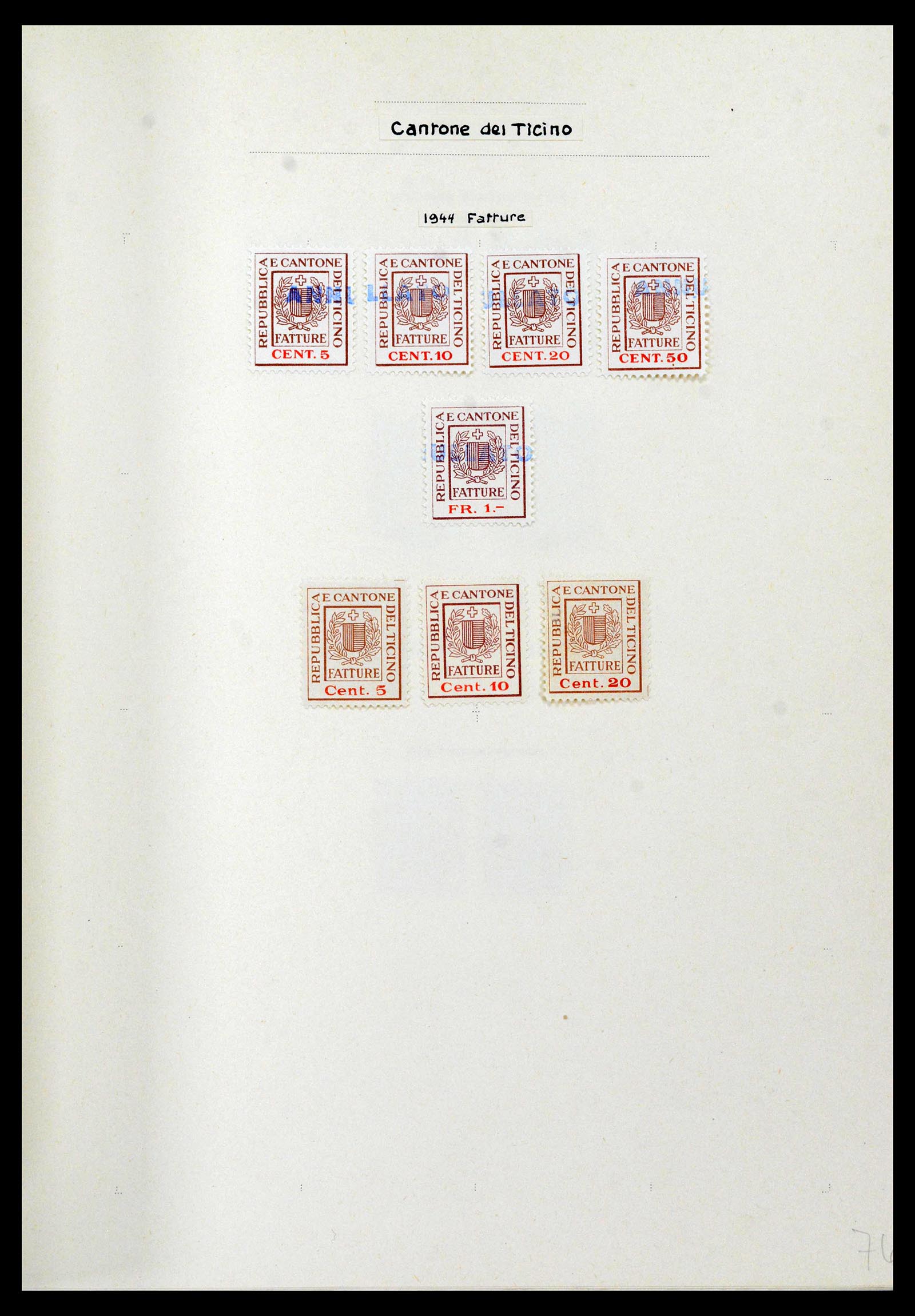 39088 0072 - Stamp collection 39088 Switzerland fiscal 1860-1948.