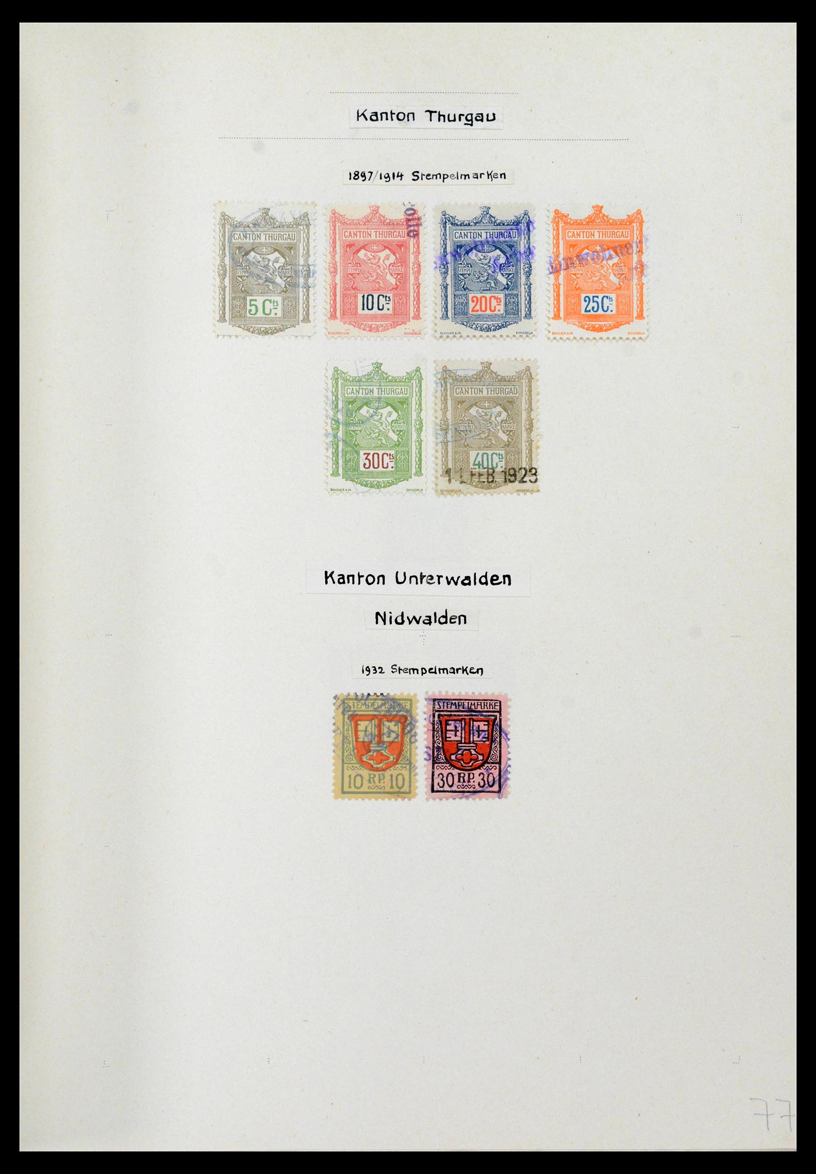 39088 0073 - Stamp collection 39088 Switzerland fiscal 1860-1948.