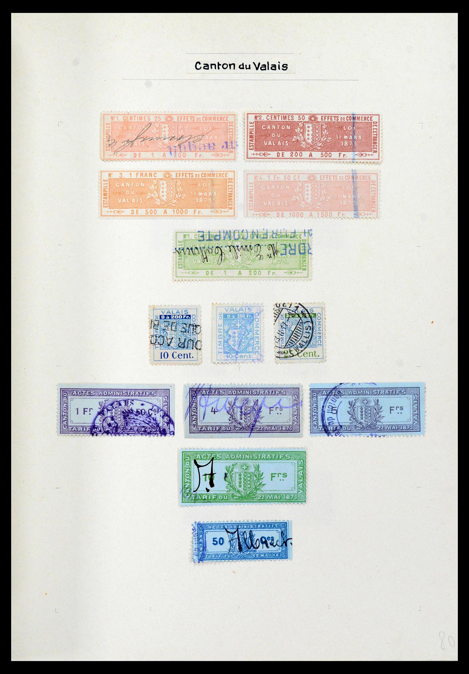 39088 0076 - Stamp collection 39088 Switzerland fiscal 1860-1948.
