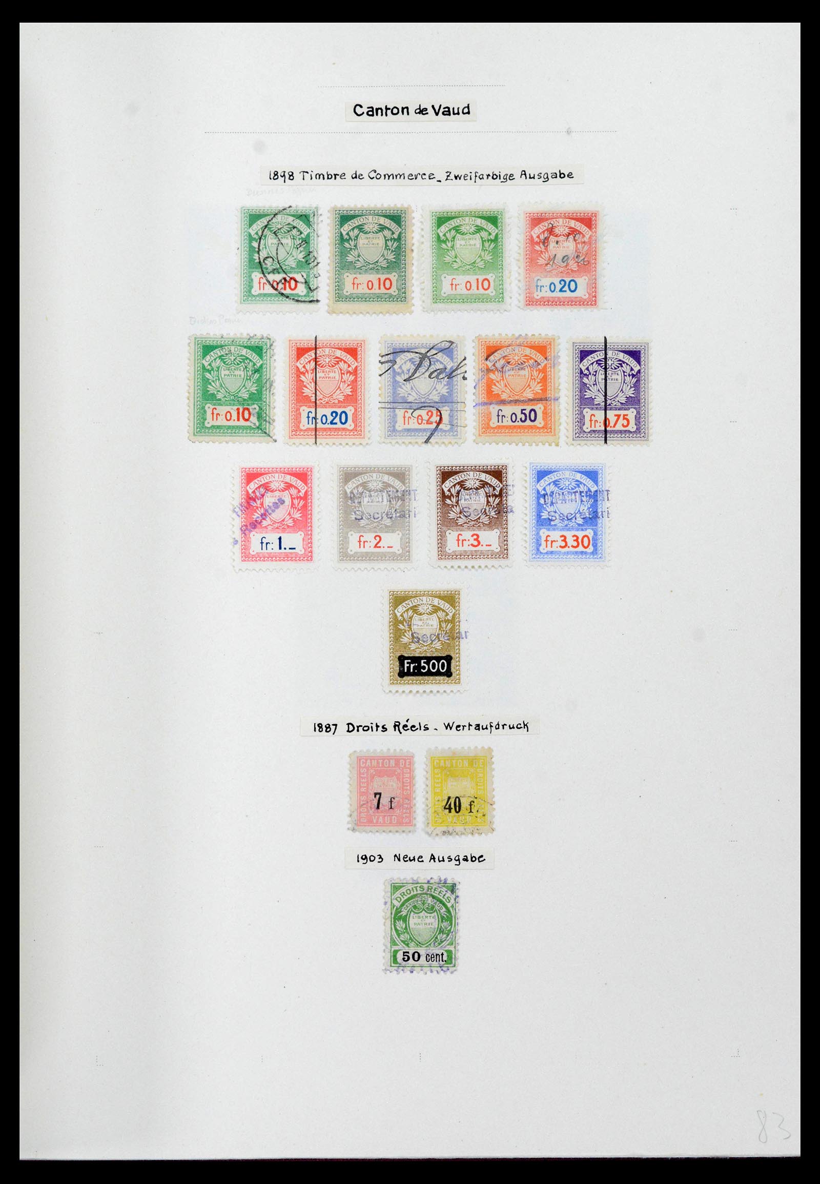 39088 0079 - Stamp collection 39088 Switzerland fiscal 1860-1948.