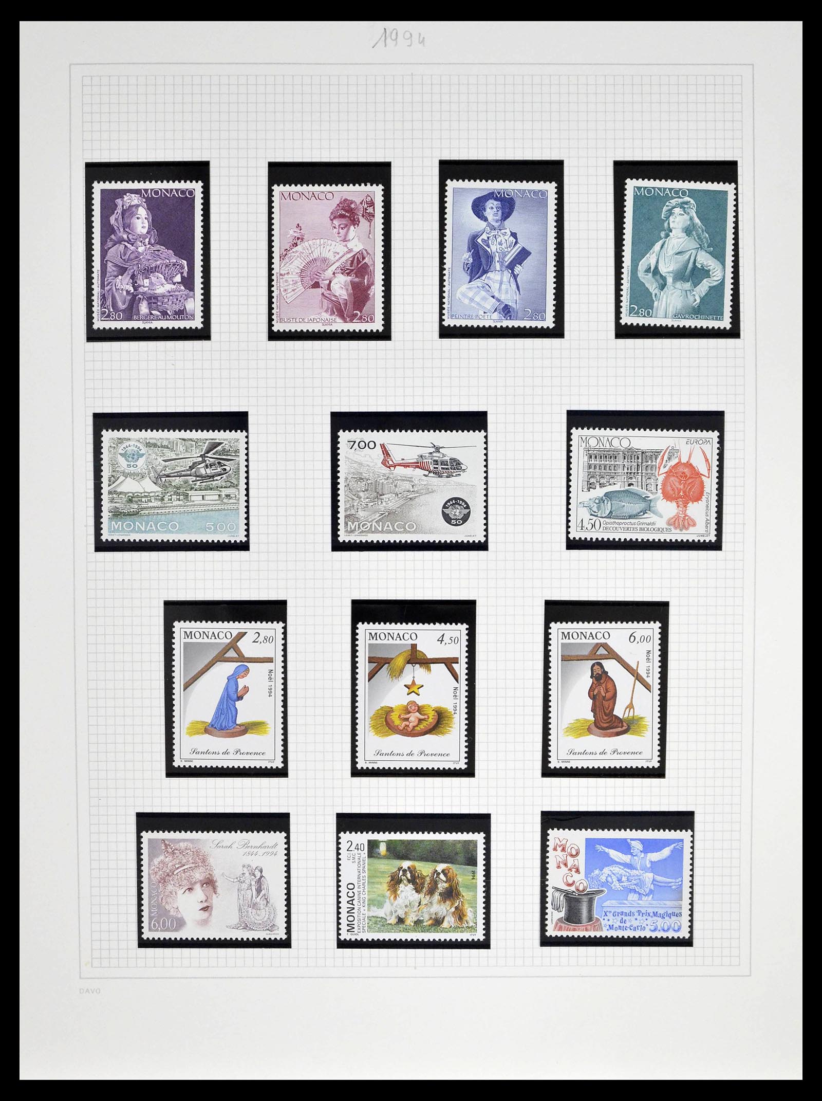 39110 0202 - Stamp collection 39110 Monaco complete 1885-1994.