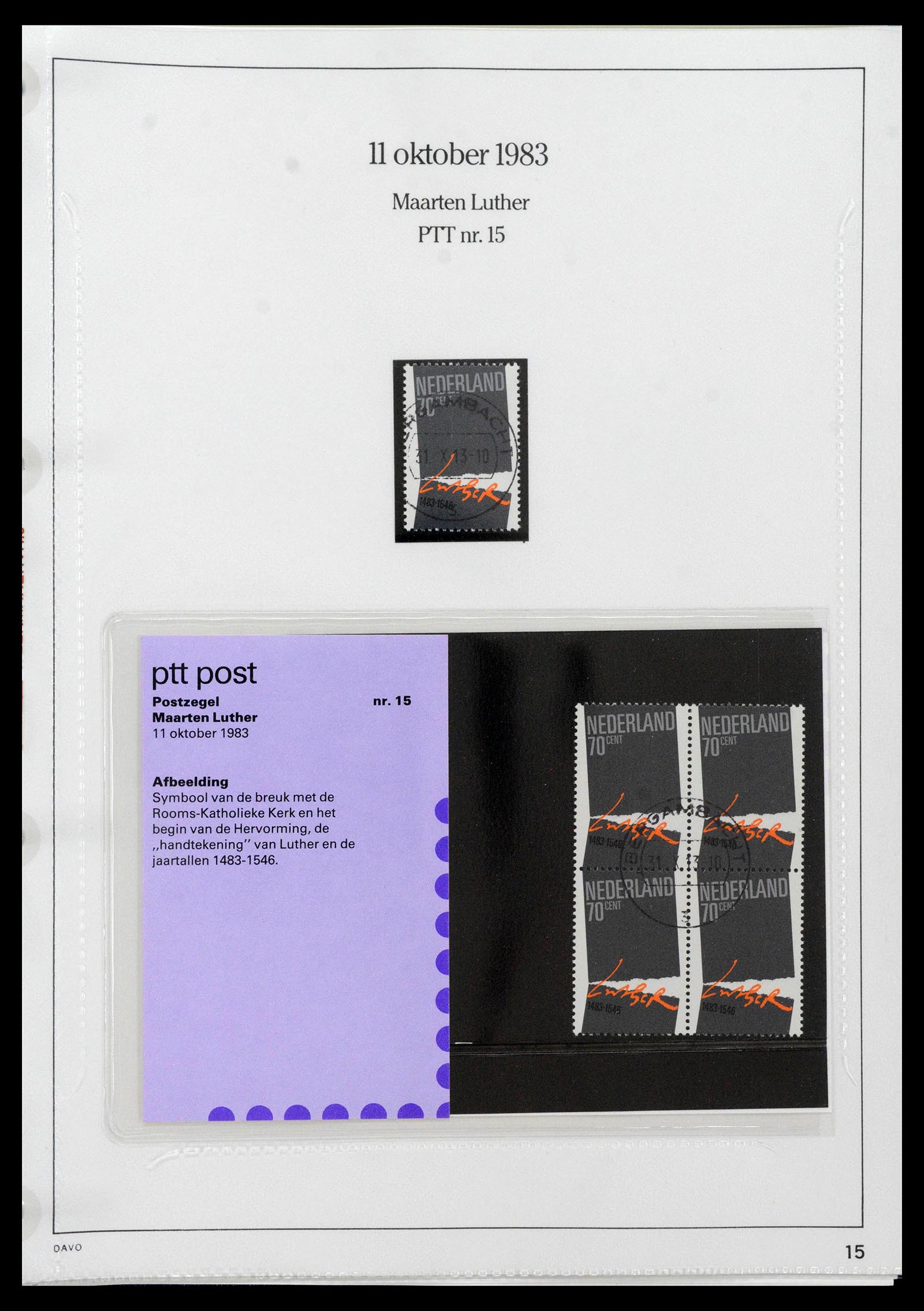 39121 0015 - Postzegelverzameling 39121 Nederland PTT-mapjes 1982-2001.