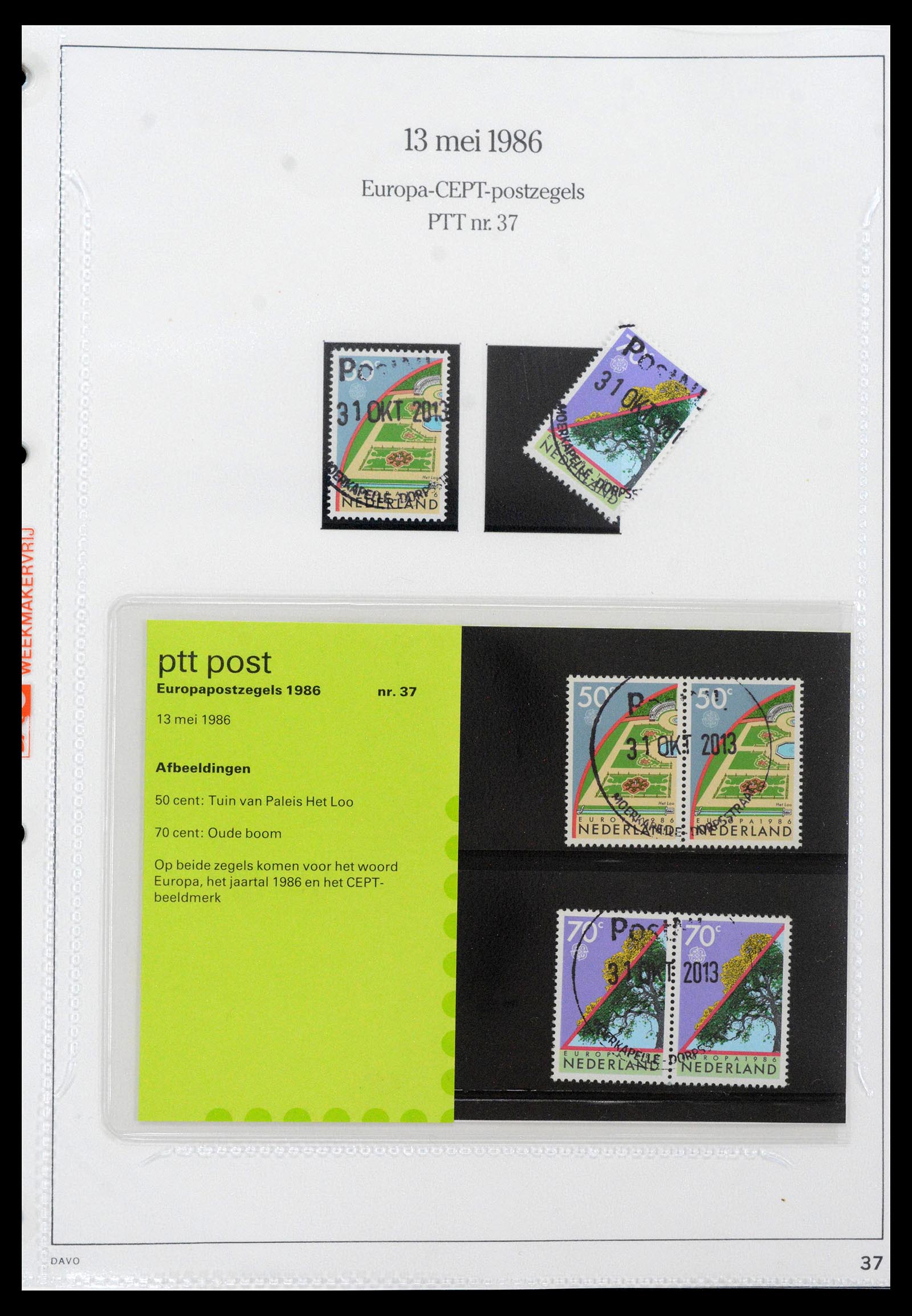 39121 0037 - Postzegelverzameling 39121 Nederland PTT-mapjes 1982-2001.