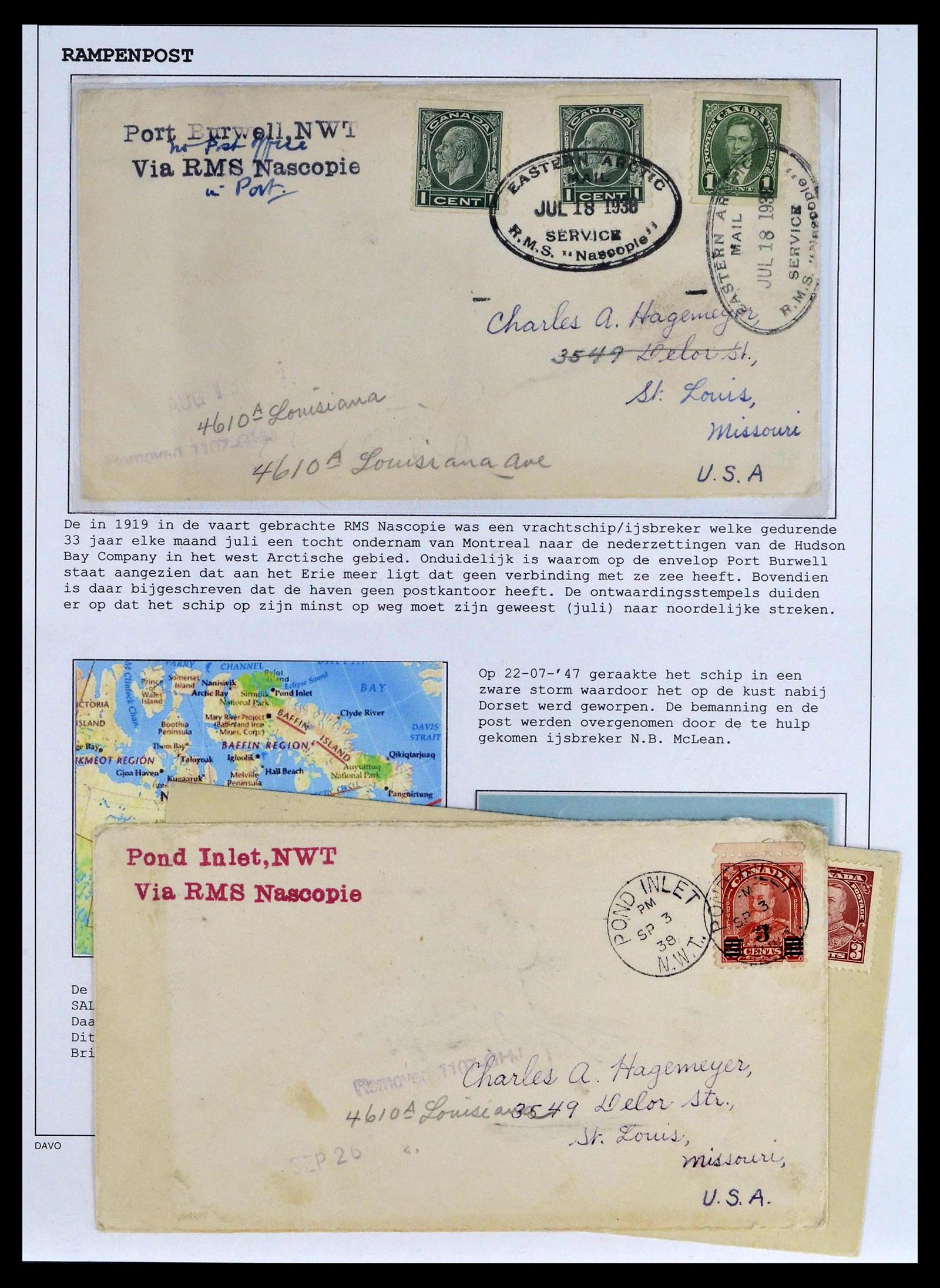 39167 0007 - Postzegelverzameling 39167 Rampenpost brieven 1909-1962.