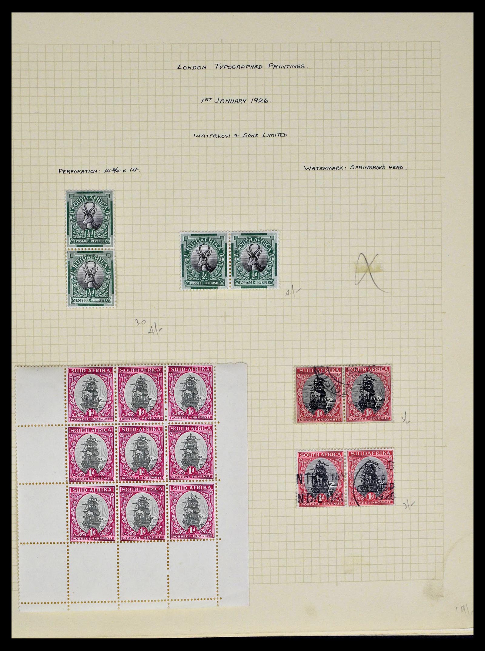 39174 0016 - Postzegelverzameling 39174 Zuid Afrika 1926-1954.