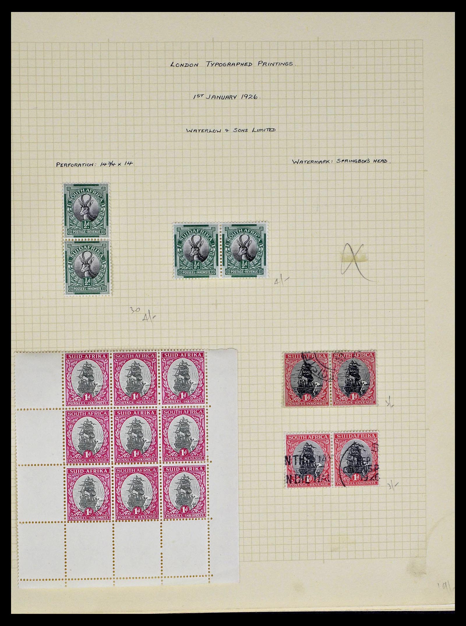 39174 0016 - Postzegelverzameling 39174 Zuid Afrika 1926-1954.